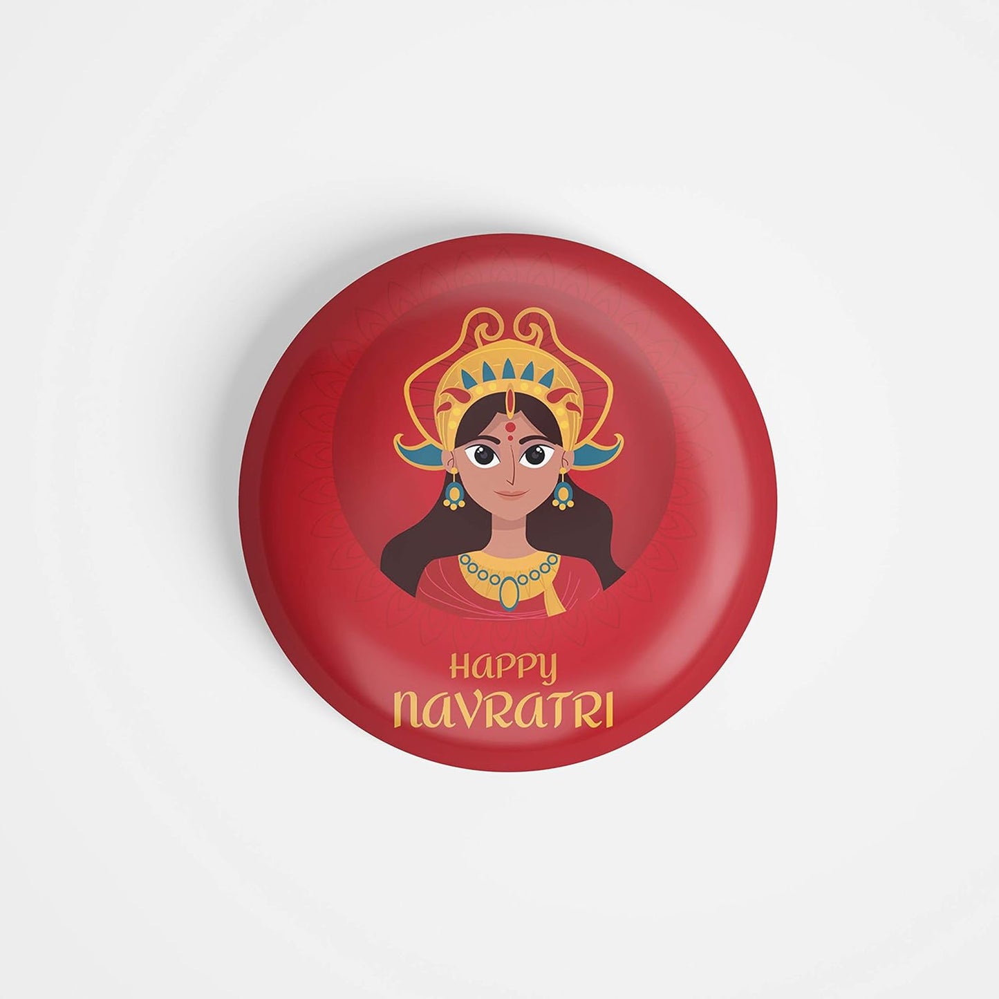 dhcrafts Round Fridge Magnet Red Nvaratri Glossy Finish Design Pack of 1 (75 mm)