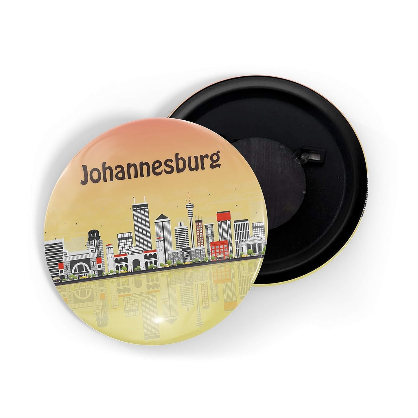 dhcrafts Round Fridge Magnet Multicolour Places Johanneshburg City In South Africa Glossy Finish Design Pack of 1 (58 mm)