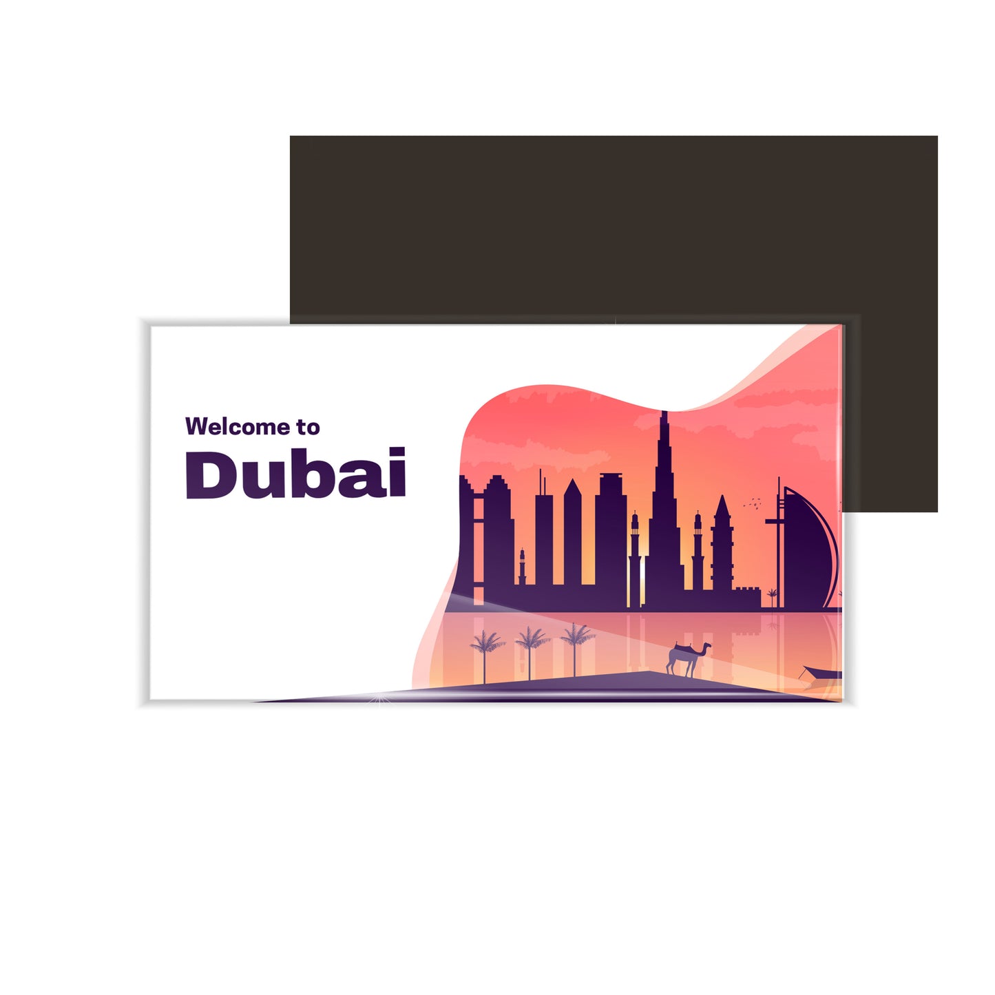 dhcrafts Fridge Magnet Rectangle Acrylic Glass (8.6 x 5.4 cm) Multicolor Travel Dubai D1 Design Pack of 1