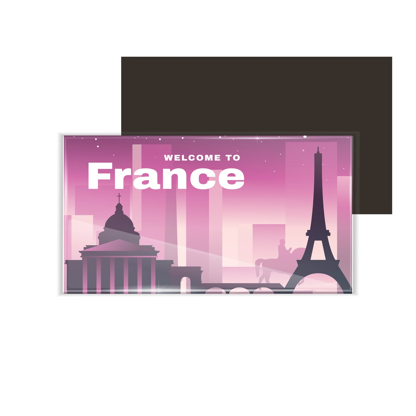 dhcrafts Fridge Magnet Rectangle Acrylic Glass (8.6 x 5.4 cm) Purple Travel France D3 Design Pack of 1