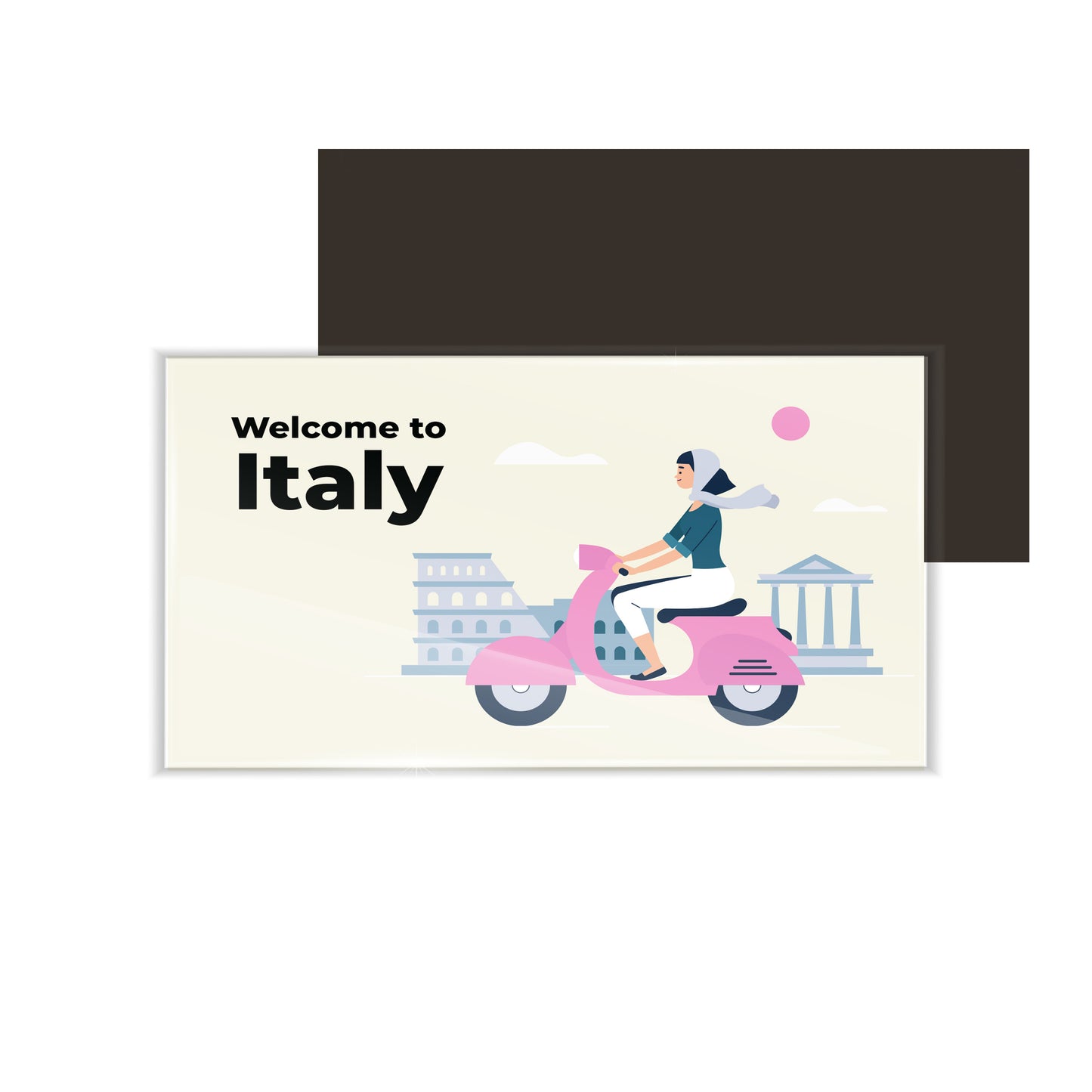 dhcrafts Fridge Magnet Rectangle Acrylic Glass (8.6 x 5.4 cm) Multicolor Travel Italy D2 Design Pack of 1