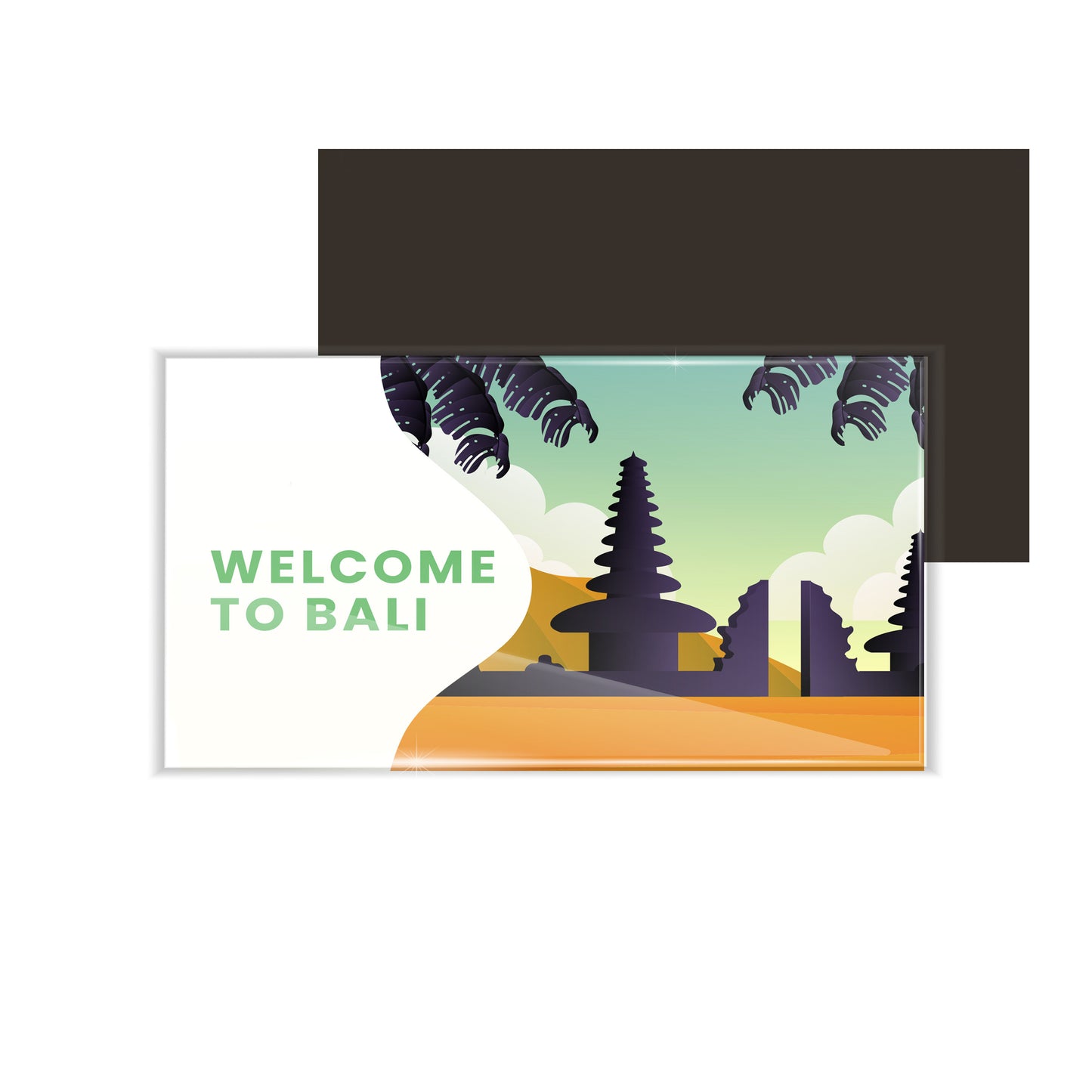 dhcrafts Fridge Magnet Rectangle Acrylic Glass (8.6 x 5.4 cm) Multicolor Travel Bali Design Pack of 1