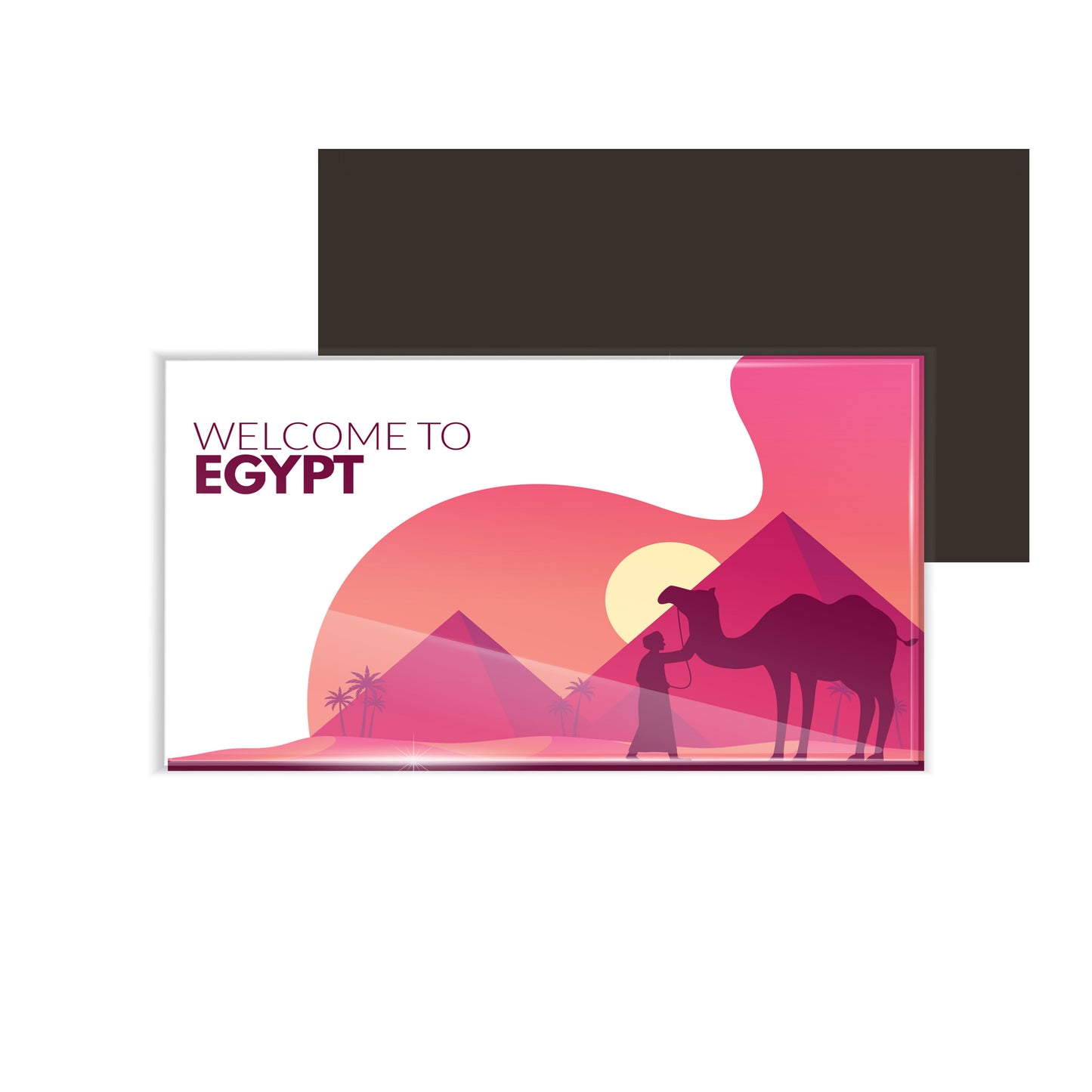 dhcrafts Fridge Magnet Rectangle Acrylic Glass (8.6 x 5.4 cm) Pink Travel Egypt D2 Design Pack of 1
