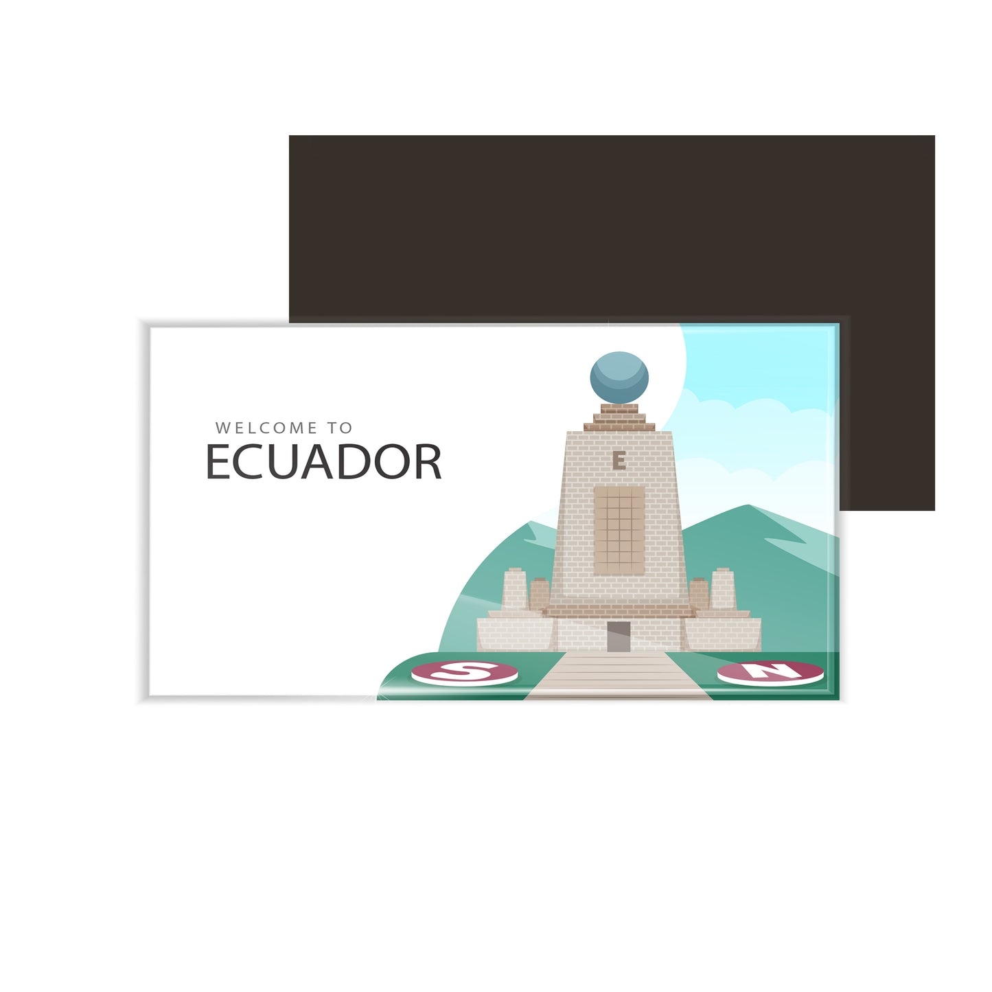 dhcrafts Fridge Magnet Rectangle Acrylic Glass (8.6 x 5.4 cm) Multicolor Travel Ecuador Design Pack of 1