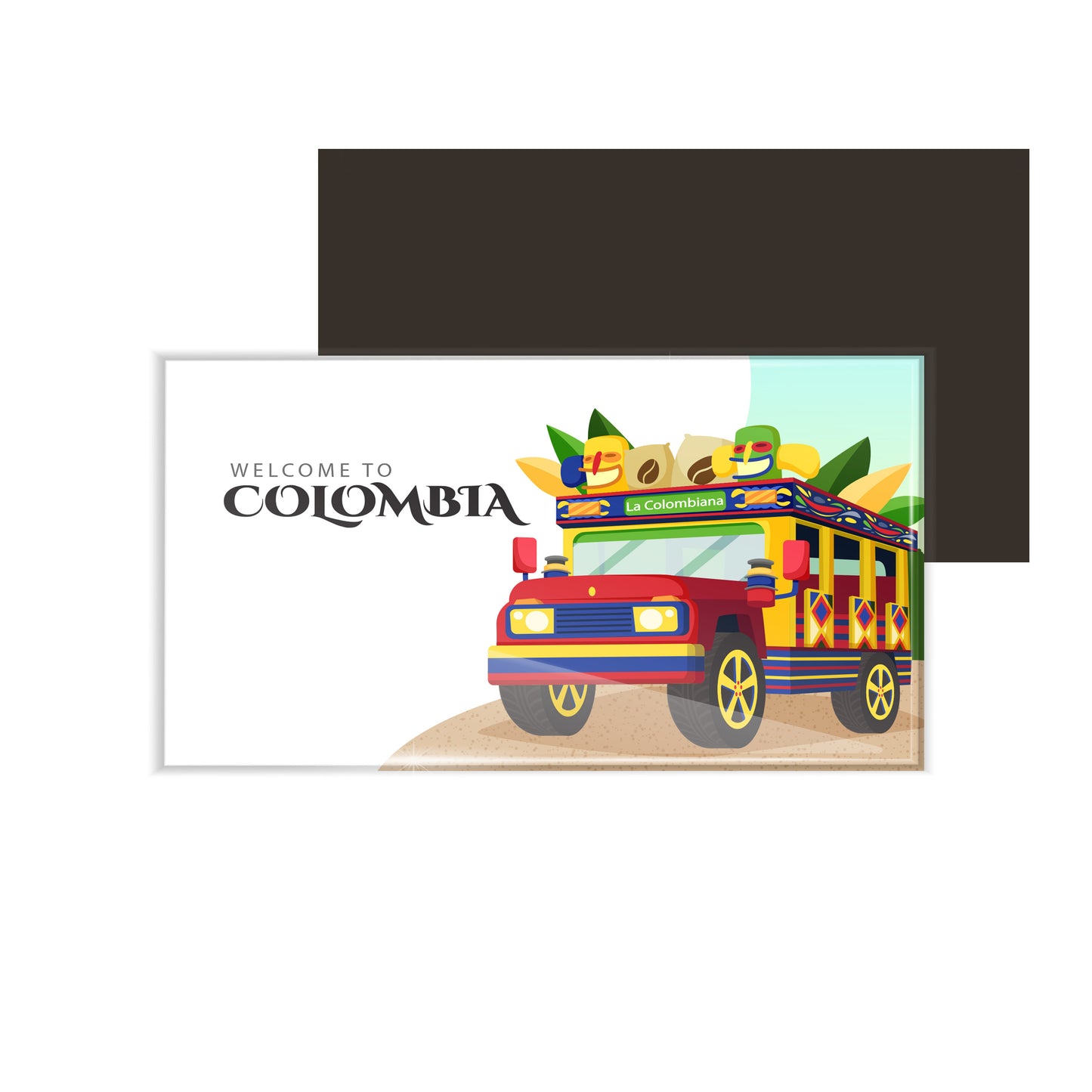 dhcrafts Fridge Magnet Rectangle Acrylic Glass (8.6 x 5.4 cm) Multicolor Travel Colombia D2 Design Pack of 1