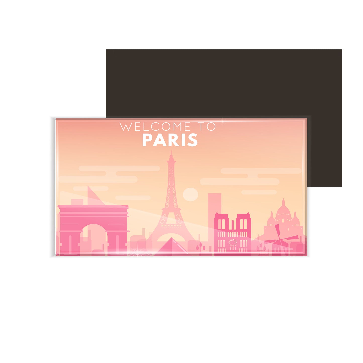 dhcrafts Fridge Magnet Rectangle Acrylic Glass (8.6 x 5.4 cm) Pink Travel Paris Design Pack of 1
