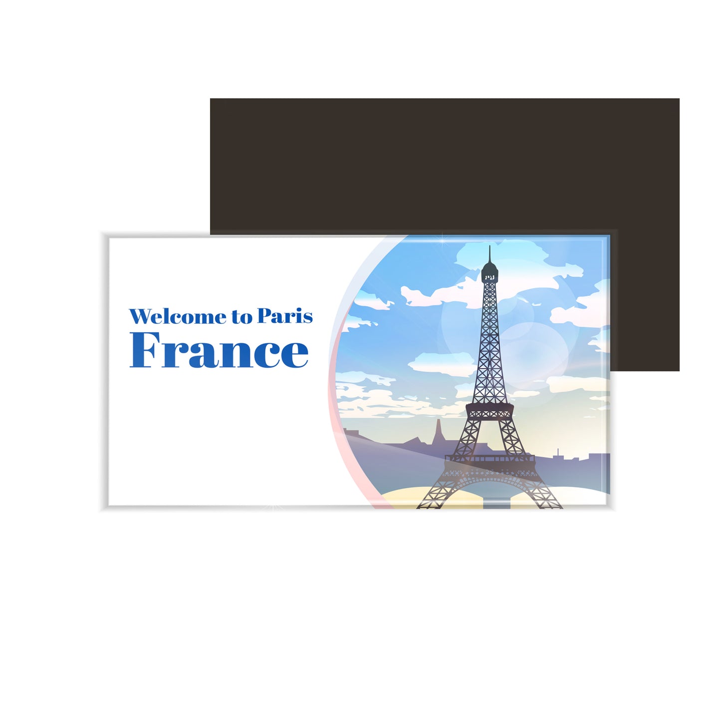 dhcrafts Fridge Magnet Rectangle Acrylic Glass (8.6 x 5.4 cm) Multicolor Travel France D4 Design Pack of 1