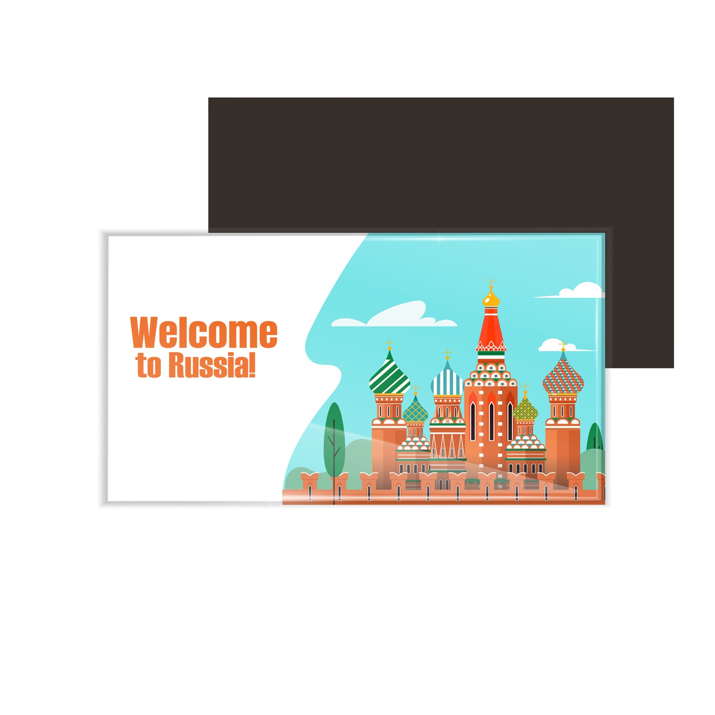 dhcrafts Fridge Magnet Rectangle Acrylic Glass (8.6 x 5.4 cm) Multicolor Travel Russia Design Pack of 1