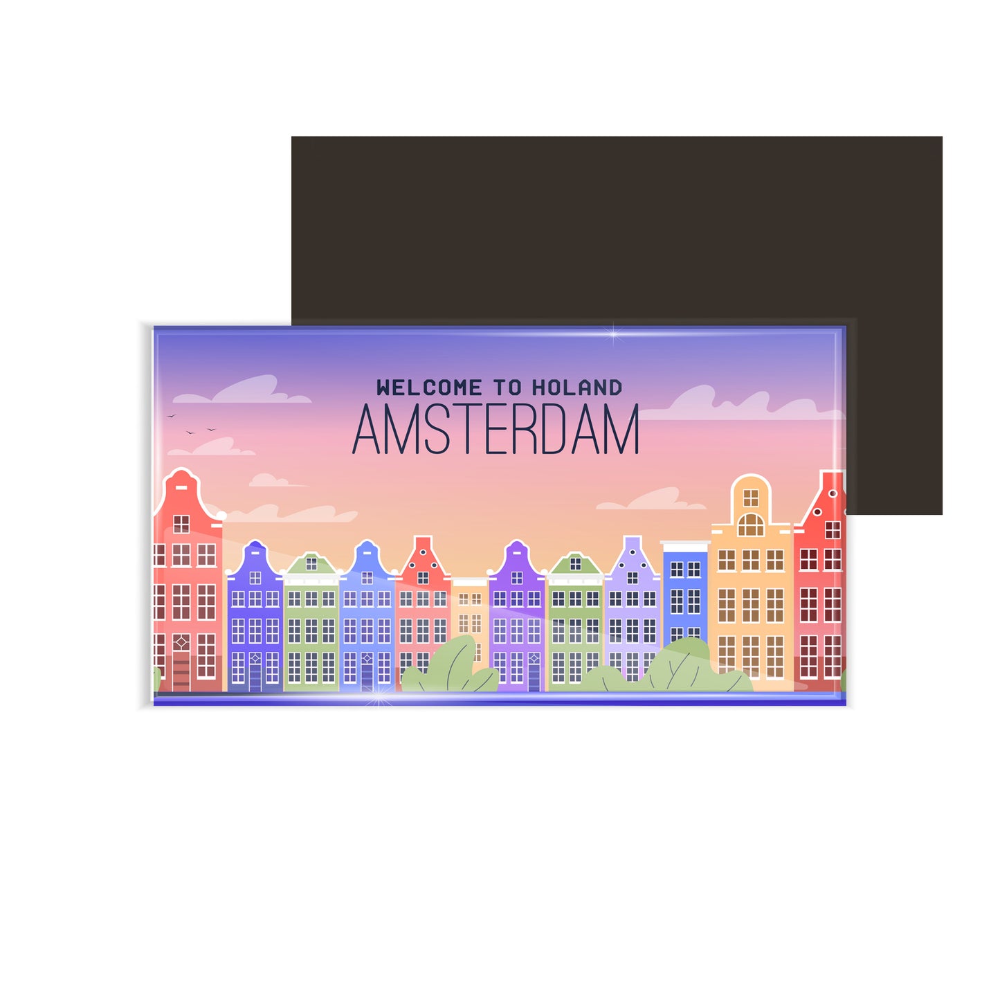 dhcrafts Fridge Magnet Rectangle Acrylic Glass (8.6 x 5.4 cm) Multicolor Travel Amsterdam Design Pack of 1