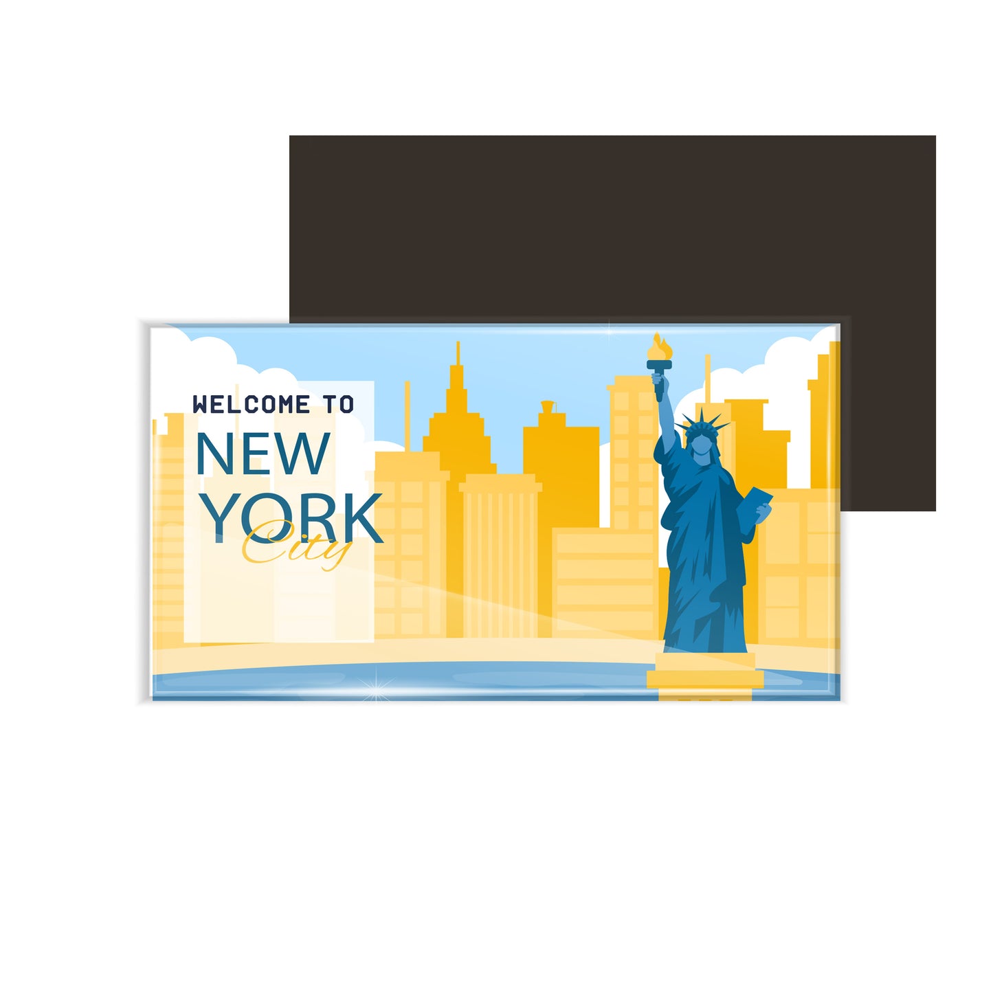 dhcrafts Fridge Magnet Rectangle Acrylic Glass (8.6 x 5.4 cm) Multicolor Travel New York D2 Design Pack of 1