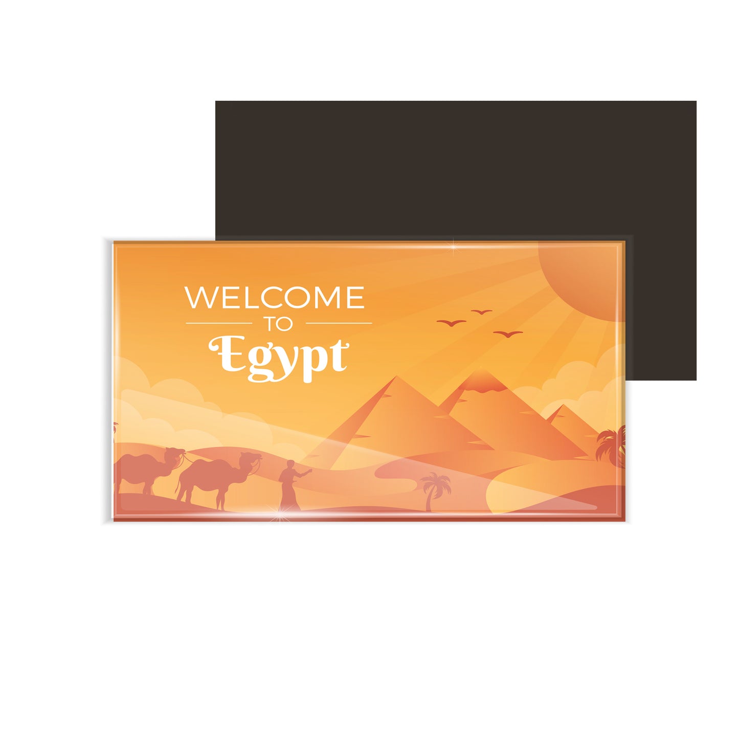 dhcrafts Fridge Magnet Rectangle Acrylic Glass (8.6 x 5.4 cm) Orange Travel Egypt D3 Design Pack of 1