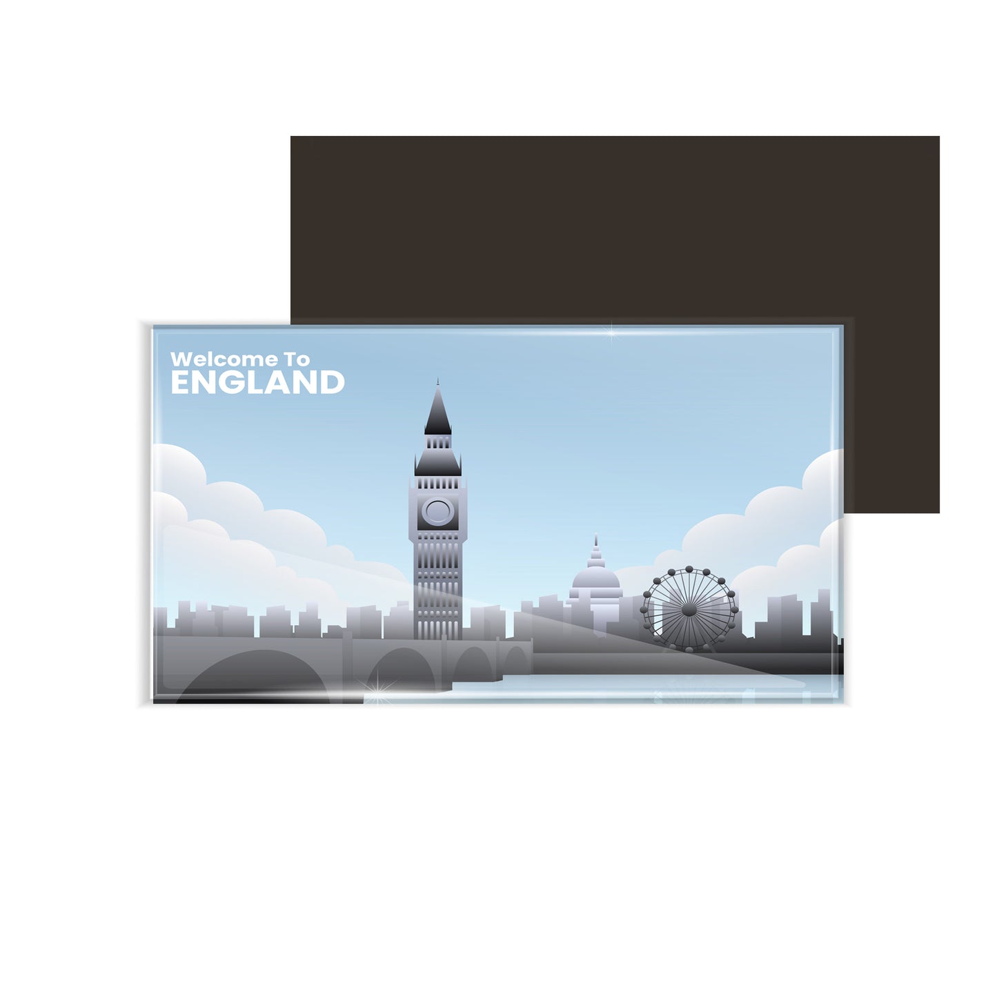 dhcrafts Fridge Magnet Rectangle Acrylic Glass (8.6 x 5.4 cm) Multicolor Travel England D2 Design Pack of 1