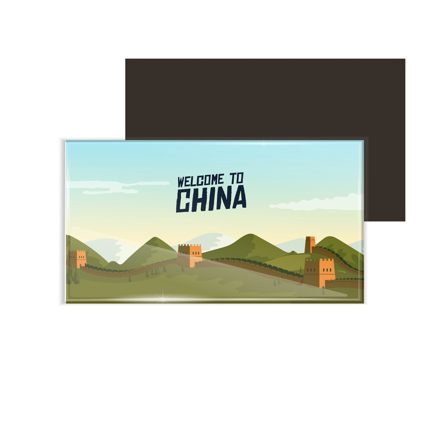 dhcrafts Fridge Magnet Rectangle Acrylic Glass (8.6 x 5.4 cm) Multicolor Travel China Design Pack of 1