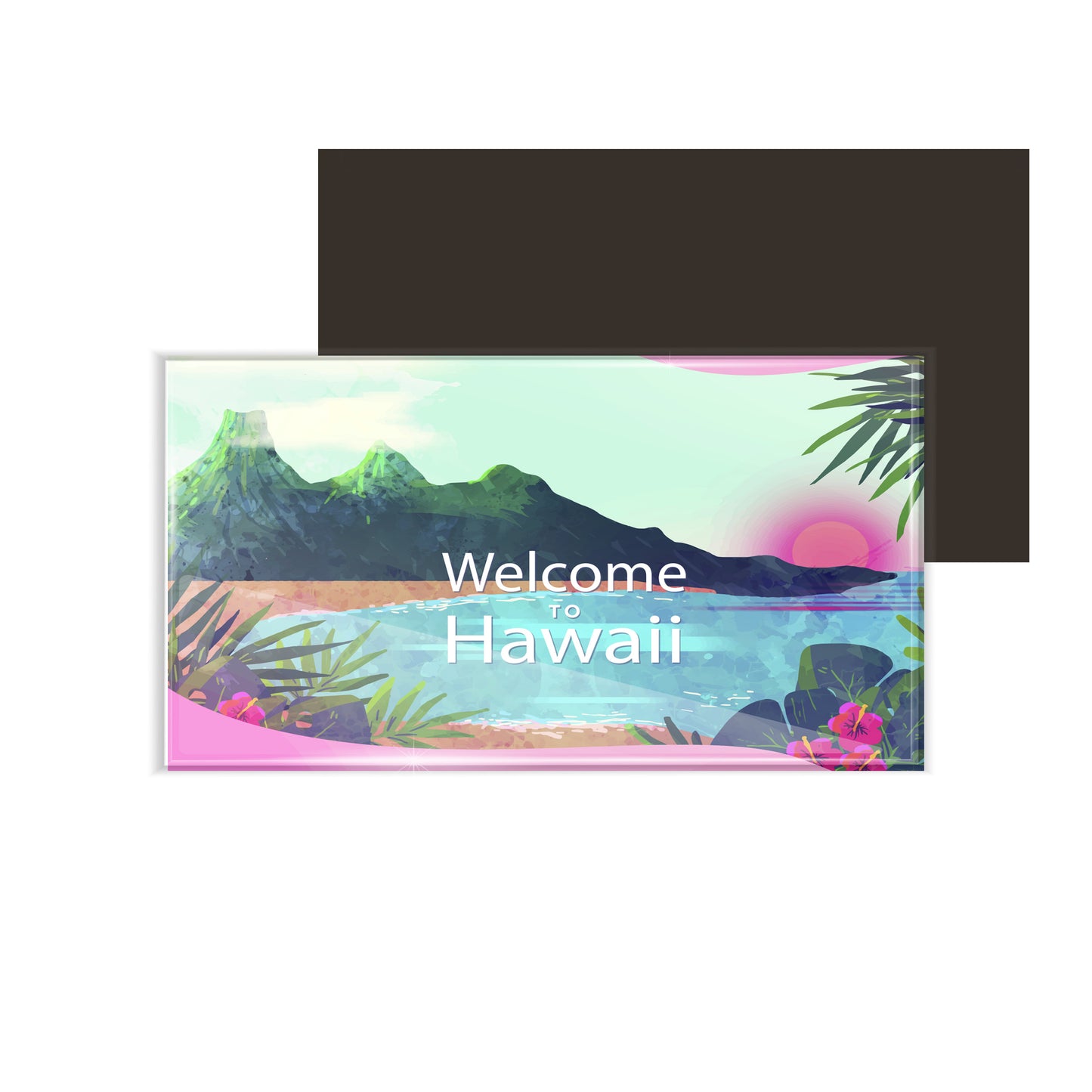 dhcrafts Fridge Magnet Rectangle Acrylic Glass (8.6 x 5.4 cm) Multicolor Travel Hawaii D3 Design Pack of 1