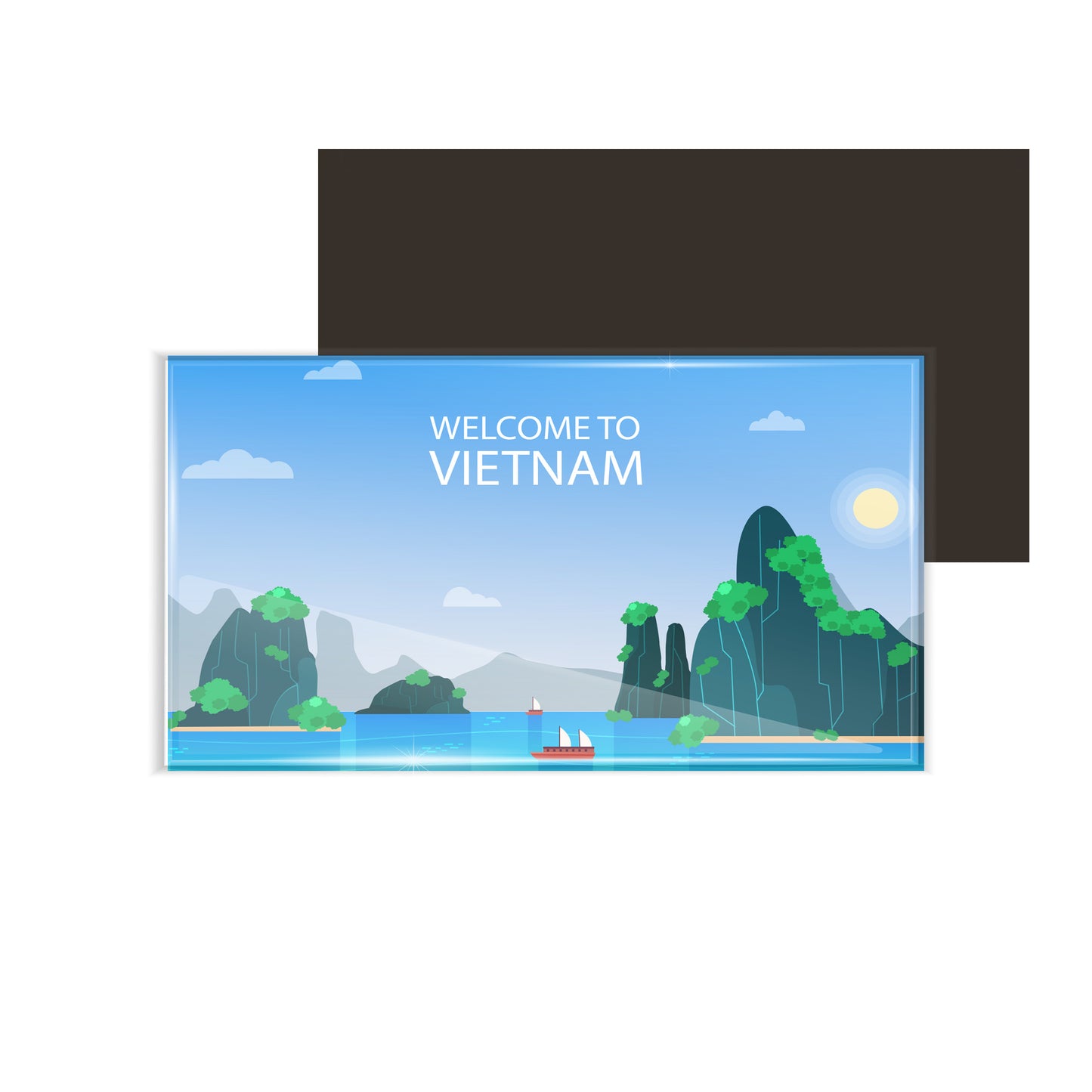 dhcrafts Fridge Magnet Rectangle Acrylic Glass (8.6 x 5.4 cm) Multicolor Travel Vietnam D3 Design Pack of 1
