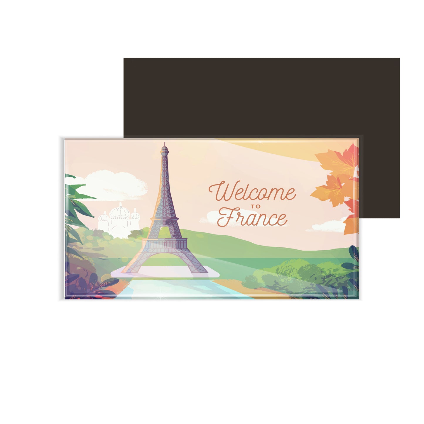 dhcrafts Fridge Magnet Rectangle Acrylic Glass (8.6 x 5.4 cm) Multicolor Travel France D5 Design Pack of 1