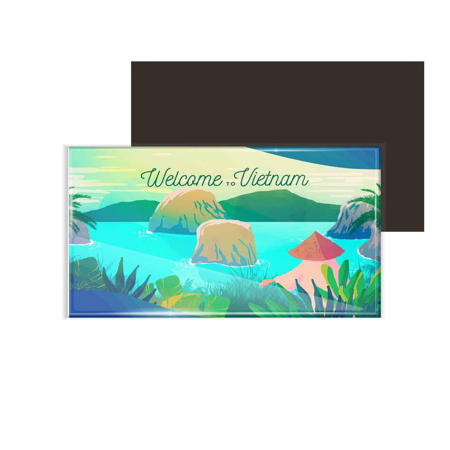dhcrafts Fridge Magnet Rectangle Acrylic Glass (8.6 x 5.4 cm) Multicolor Travel Vietnam D4 Design Pack of 1