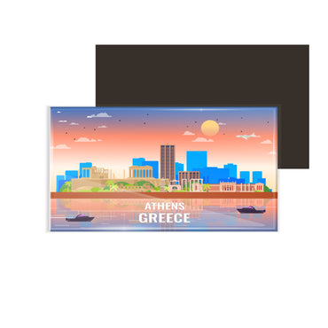 dhcrafts Rectangular Fridge Magnet Multicolor Greece Athens Design Pack of 1 (8.6cm x 5.4cm)