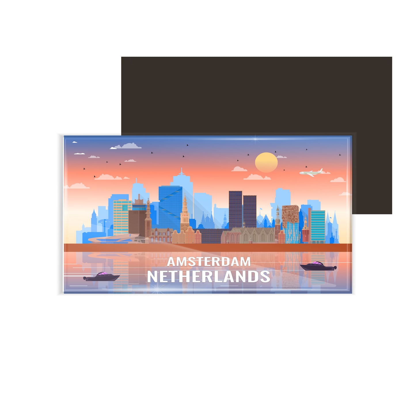 dhcrafts Rectangular Fridge Magnet Multicolor Neithrlands Amsterdam Design Pack of 1 (8.6cm x 5.4cm)