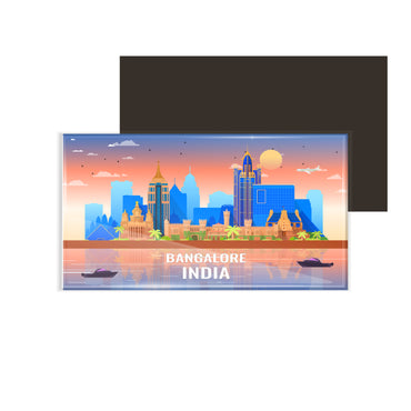 dhcrafts Rectangular Fridge Magnet Multicolor India Bangalore Design Pack of 1 (8.6cm x 5.4cm)