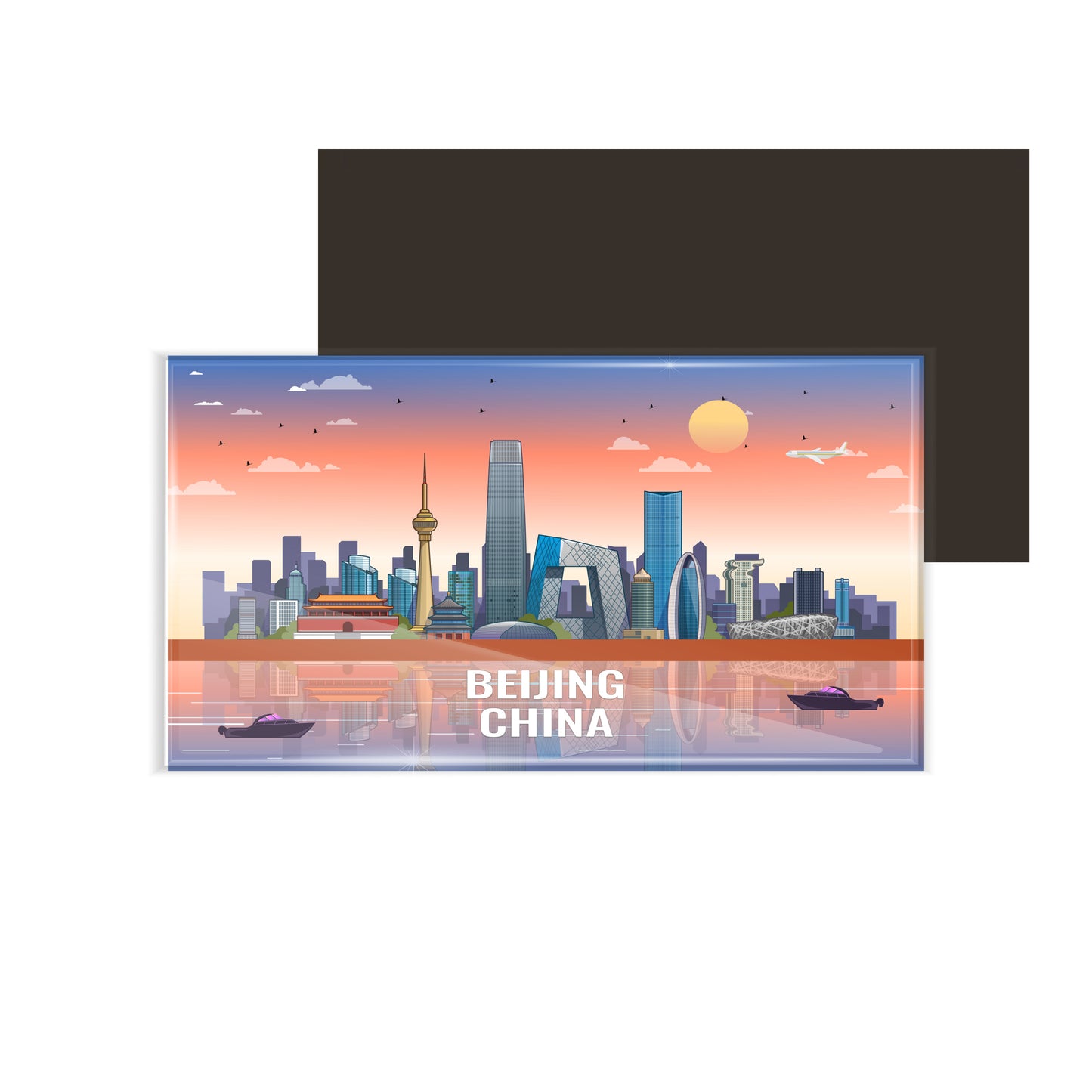 dhcrafts Rectangular Fridge Magnet Multicolor China Beijing Design Pack of 1 (8.6cm x 5.4cm)