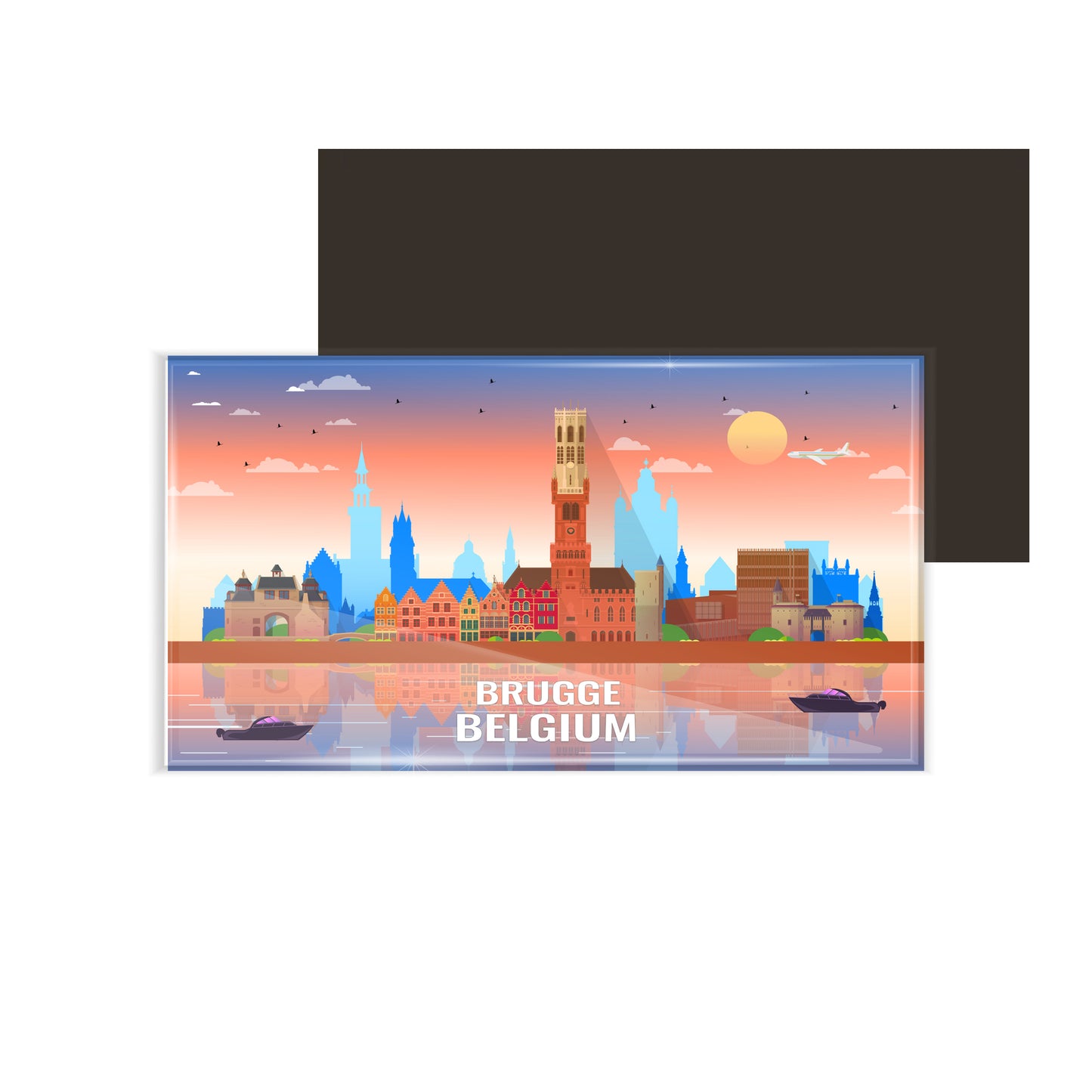dhcrafts Rectangular Fridge Magnet Multicolor Belgium Brugge Design Pack of 1 (8.6cm x 5.4cm)