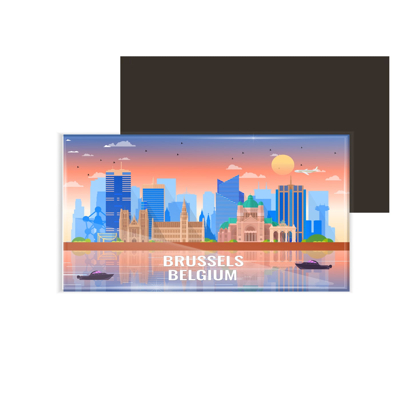 dhcrafts Rectangular Fridge Magnet Multicolor Belgium Brussels Design Pack of 1 (8.6cm x 5.4cm)