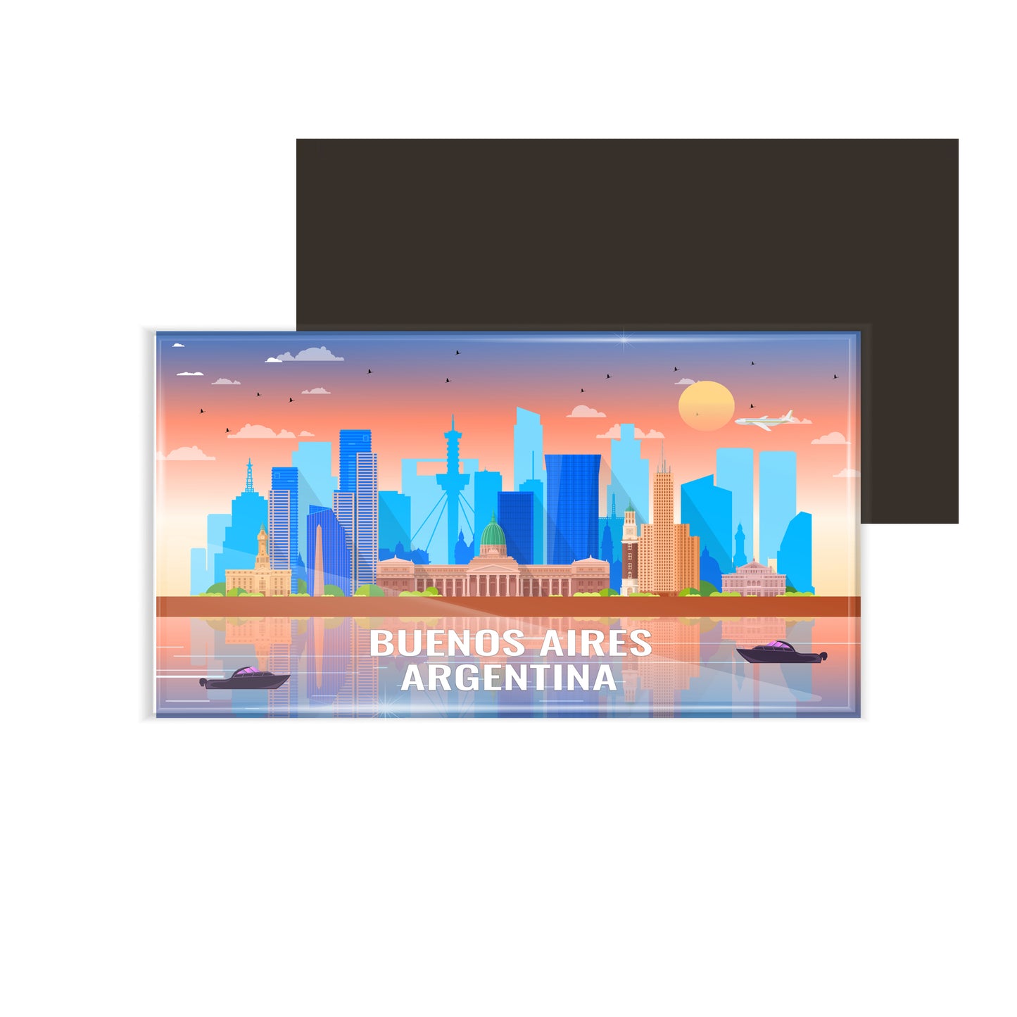 dhcrafts Rectangular Fridge Magnet Multicolor Argentina Buenos Aires Design Pack of 1 (8.6cm x 5.4cm)
