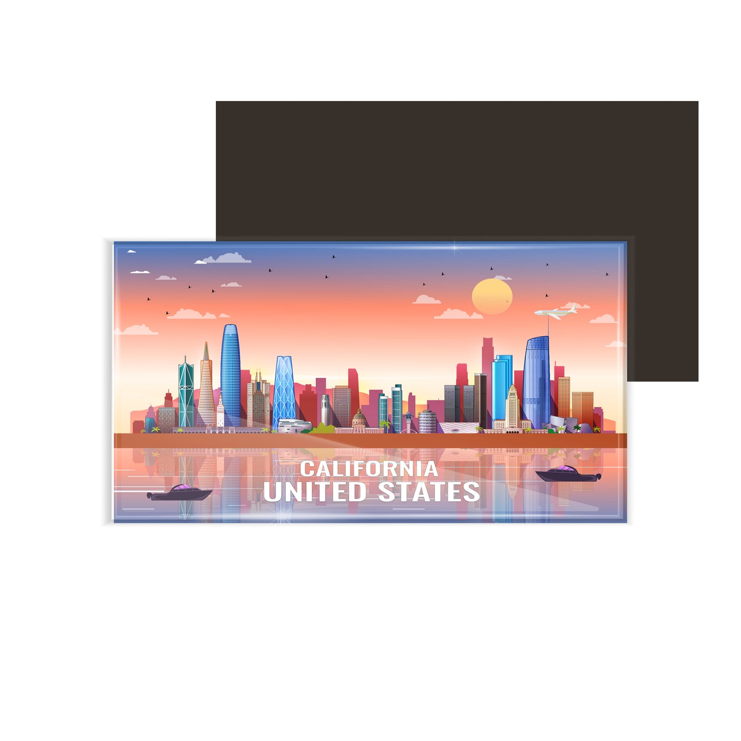 dhcrafts Rectangular Fridge Magnet Multicolor United States California Design Pack of 1 (8.6cm x 5.4cm)