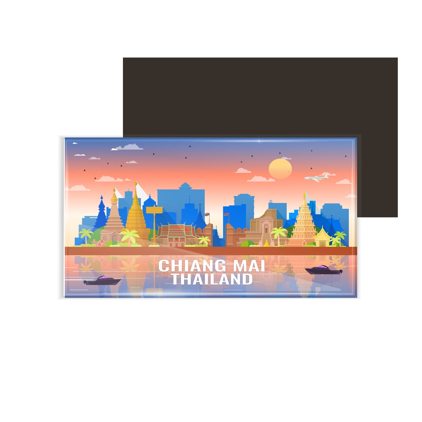 dhcrafts Rectangular Fridge Magnet Multicolor Thailand Chiang Mai Design Pack of 1 (8.6cm x 5.4cm)