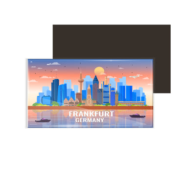 dhcrafts Rectangular Fridge Magnet Multicolor Germany Frankfurt Design Pack of 1 (8.6cm x 5.4cm)