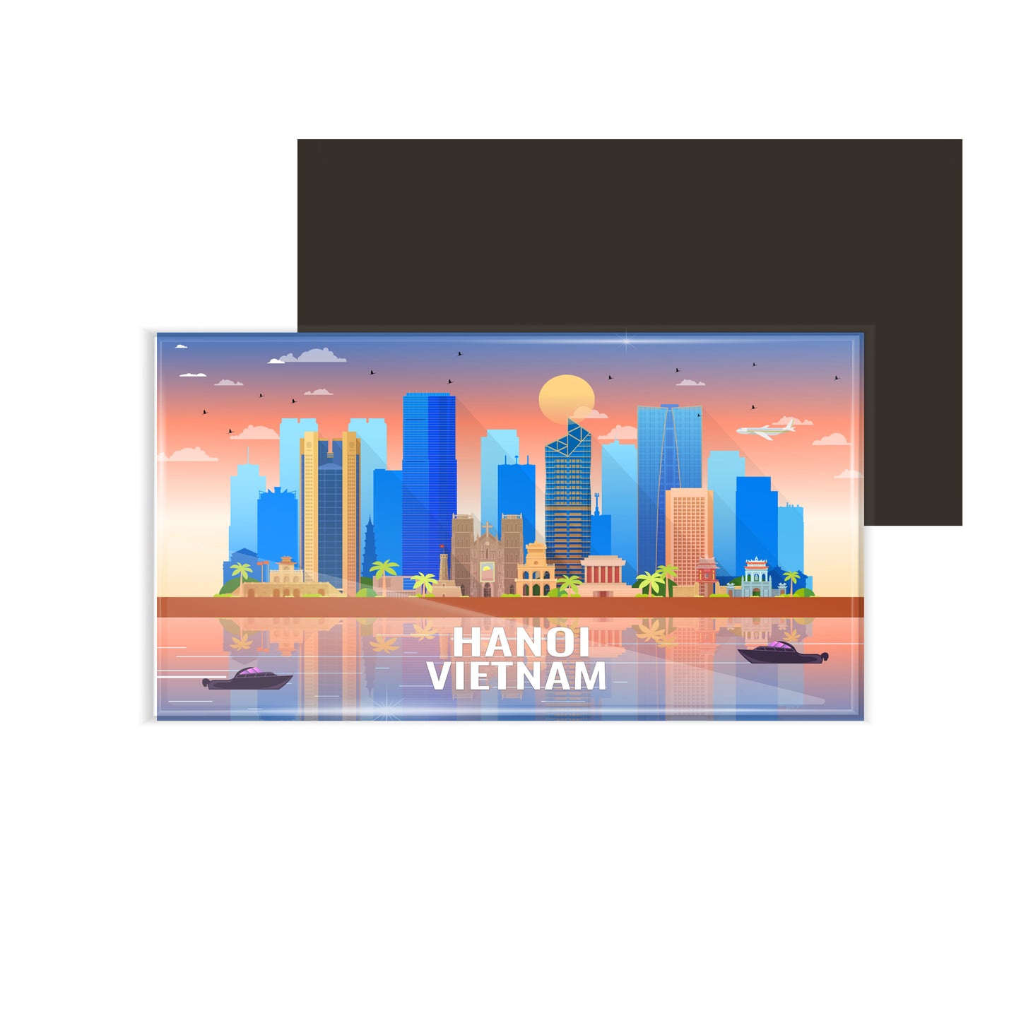 dhcrafts Rectangular Fridge Magnet Multicolor Vietnam Hanoi Design Pack of 1 (8.6cm x 5.4cm)