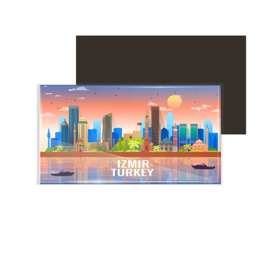 dhcrafts Rectangular Fridge Magnet Multicolor Turkey Izmir Design Pack of 1 (8.6cm x 5.4cm)