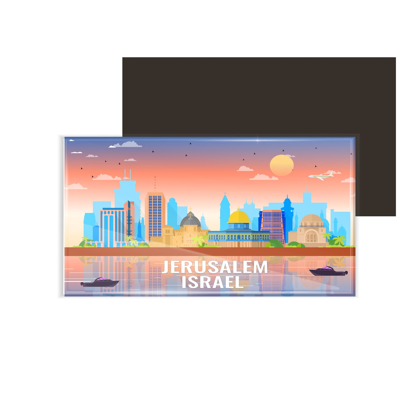 dhcrafts Rectangular Fridge Magnet Multicolor Isarel Jerusalem Design Pack of 1 (8.6cm x 5.4cm)