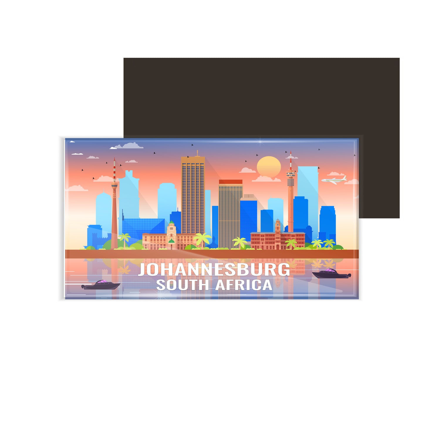 dhcrafts Rectangular Fridge Magnet Multicolor South Africa Johannesburg Design Pack of 1 (8.6cm x 5.4cm)