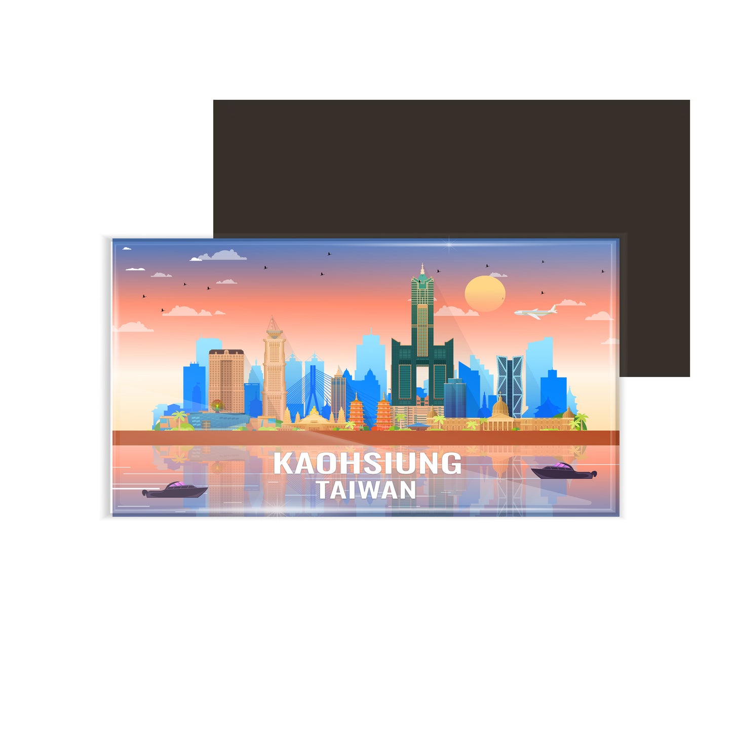 dhcrafts Rectangular Fridge Magnet Multicolor Taiwan Kaohsiung Design Pack of 1 (8.6cm x 5.4cm)