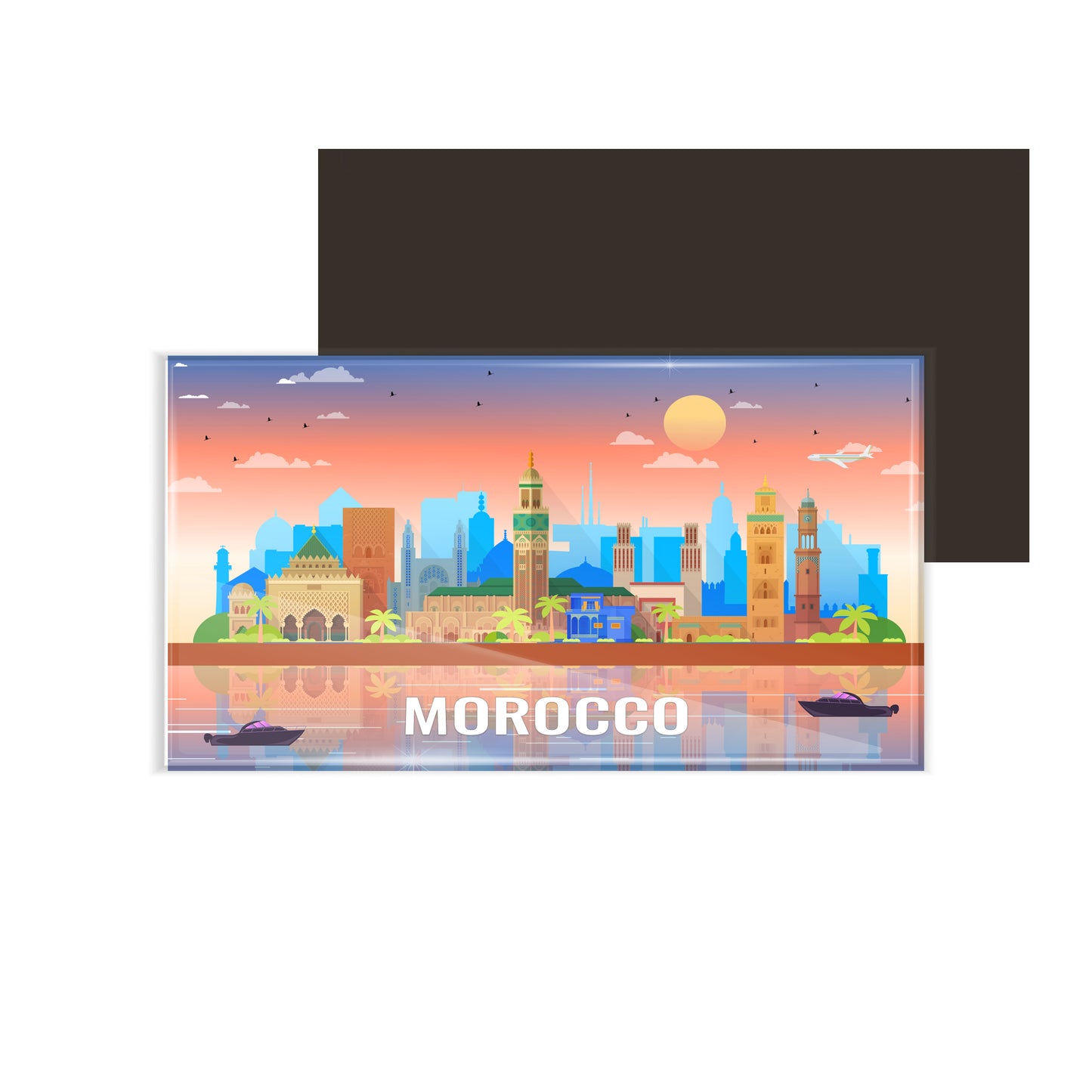dhcrafts Rectangular Fridge Magnet Multicolor Morocco Design Pack of 1 (8.6cm x 5.4cm)
