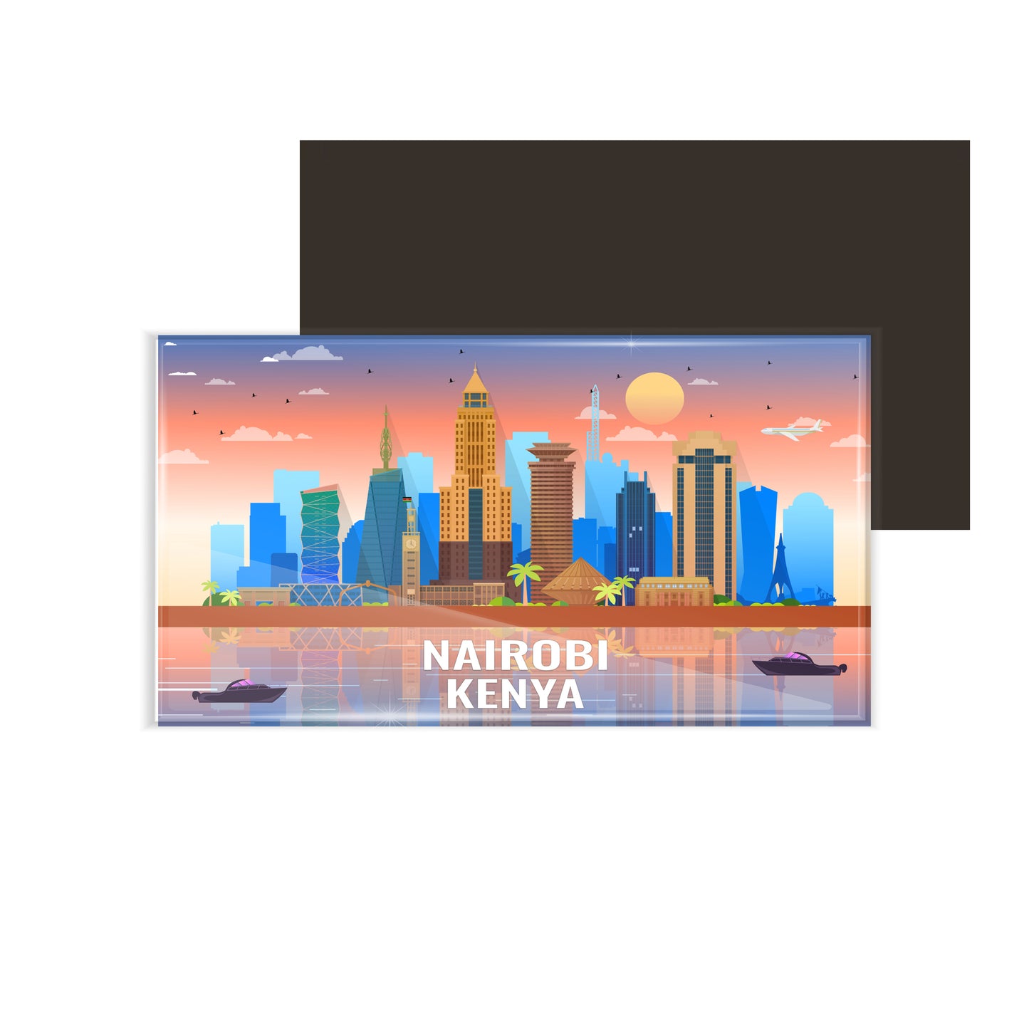 dhcrafts Rectangular Fridge Magnet Multicolor Kenya Nairobi Design Pack of 1 (8.6cm x 5.4cm)