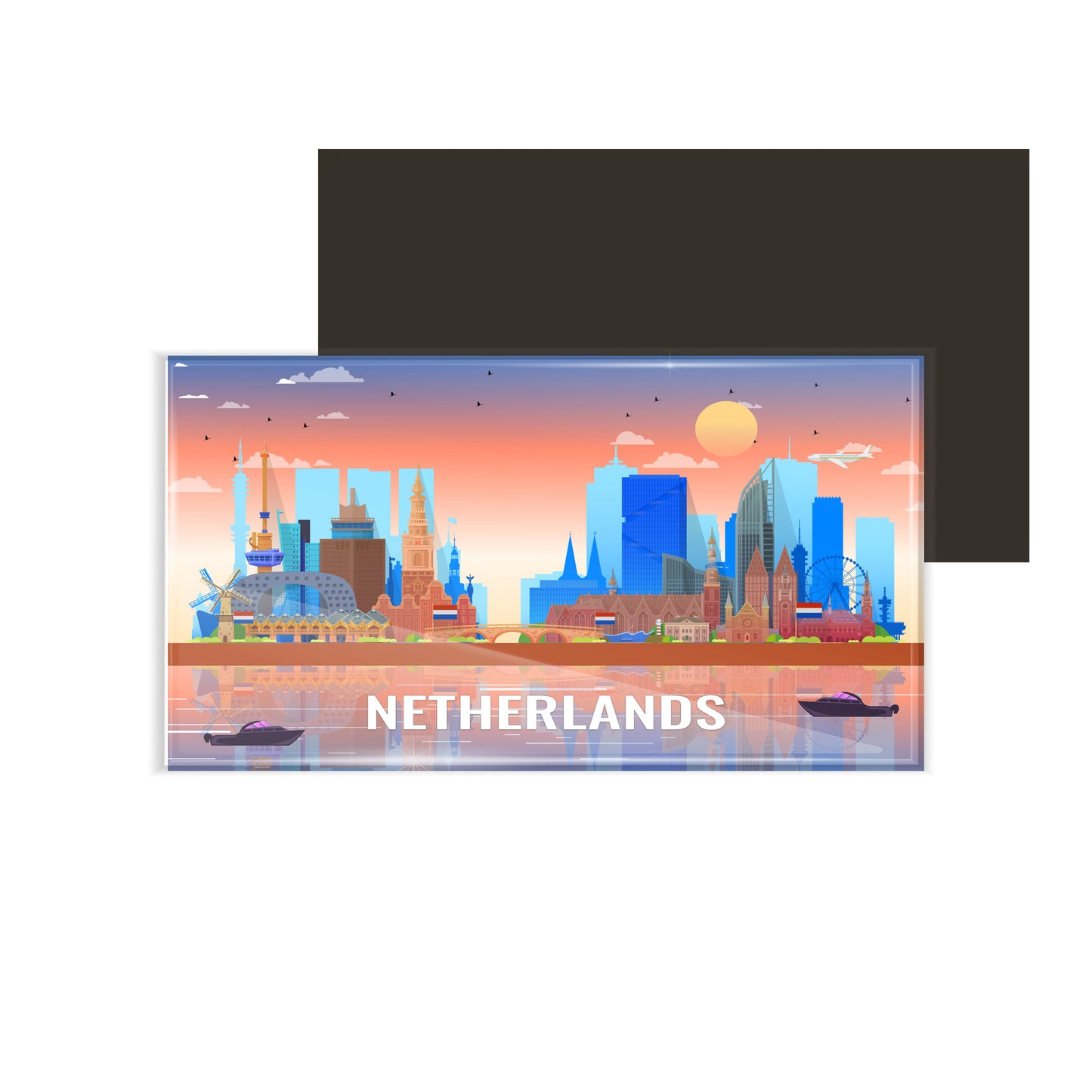 dhcrafts Rectangular Fridge Magnet Multicolor Netherlands Design Pack of 1 (8.6cm x 5.4cm)