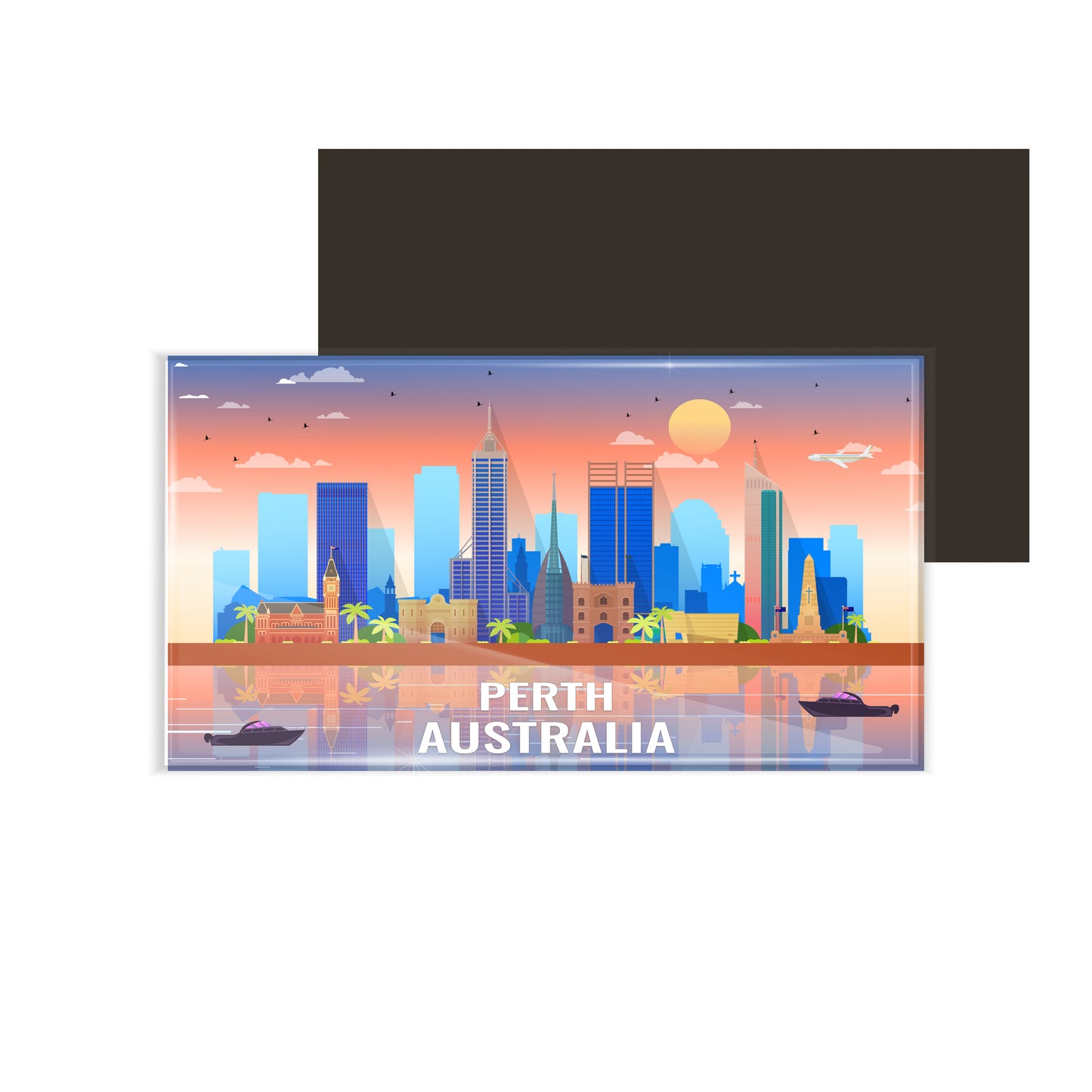 dhcrafts Rectangular Fridge Magnet Multicolor Australia Perth Design Pack of 1 (8.6cm x 5.4cm)