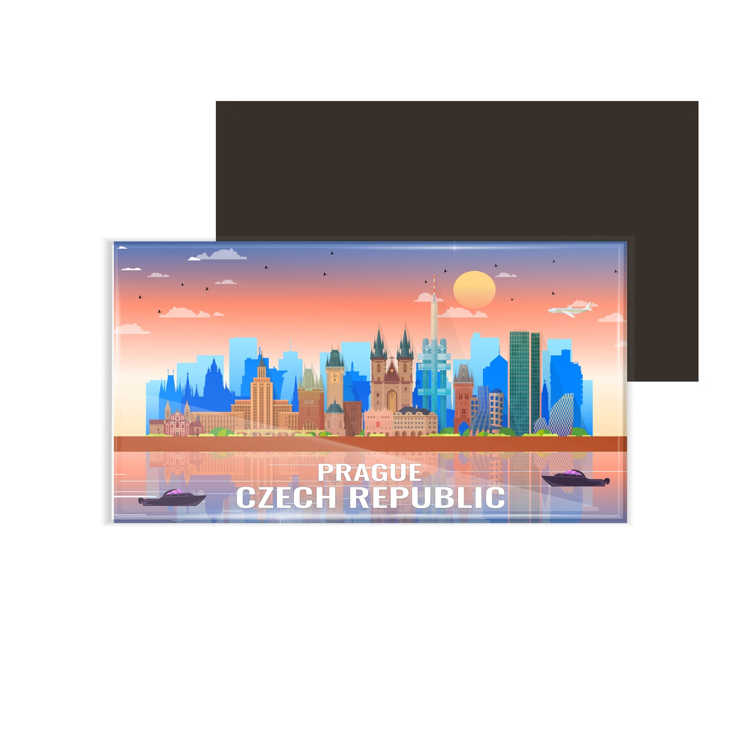 dhcrafts Rectangular Fridge Magnet Multicolor Czech Republic Prague Design Pack of 1 (8.6cm x 5.4cm)