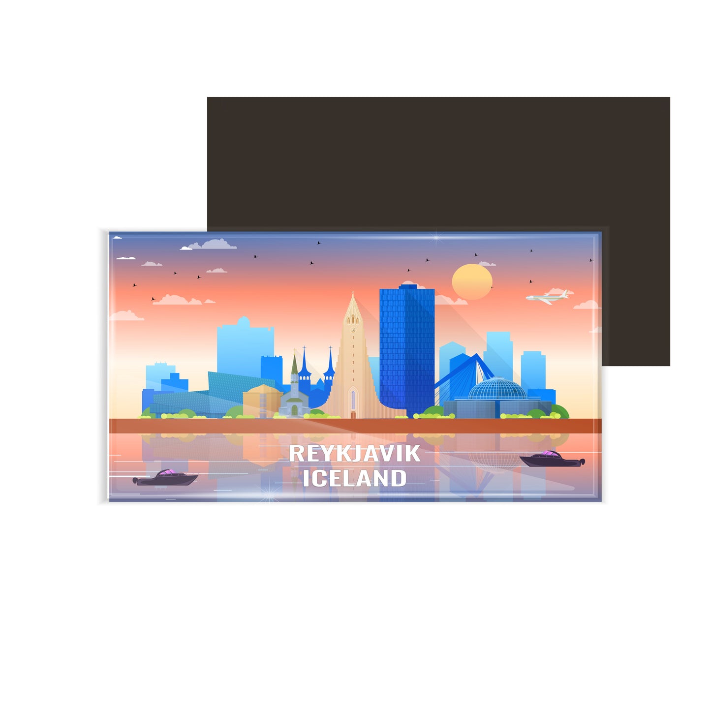 dhcrafts Rectangular Fridge Magnet Multicolor Iceland Reykjavik Design Pack of 1 (8.6cm x 5.4cm)