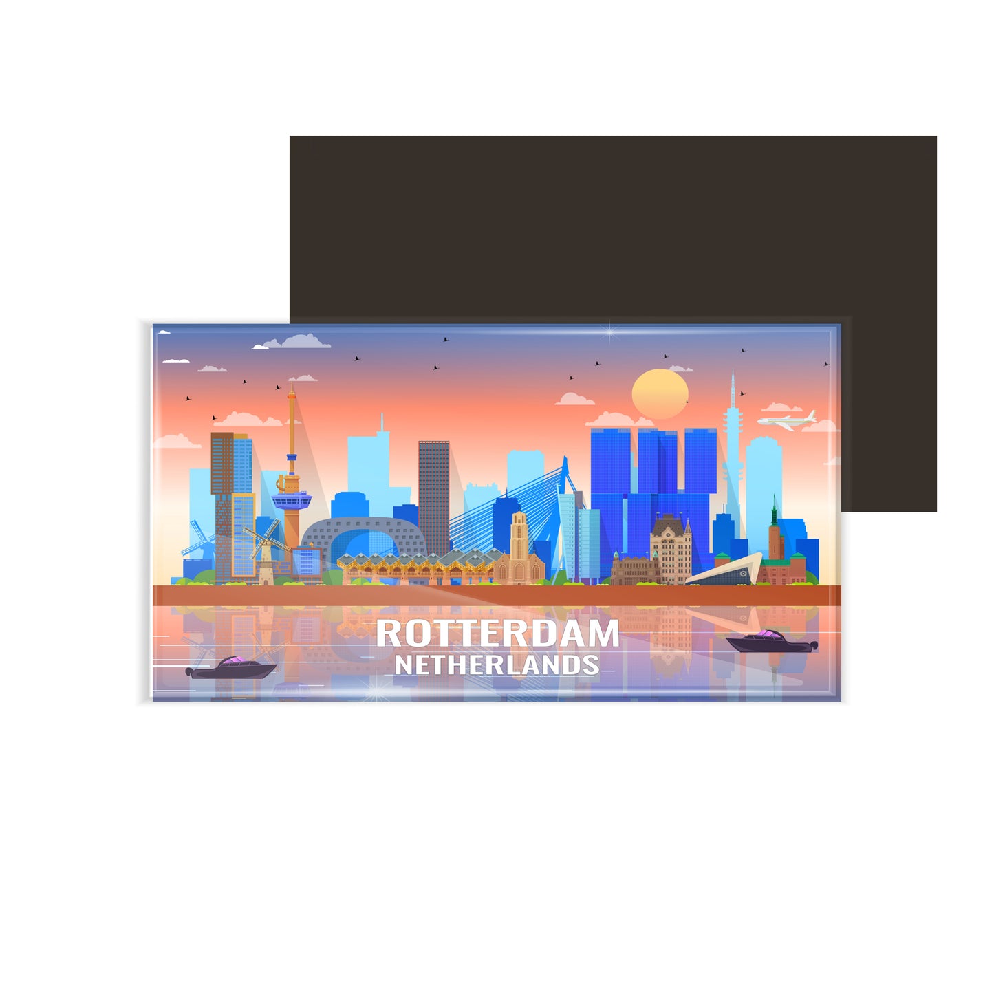 dhcrafts Rectangular Fridge Magnet Multicolor Netherlands Rotterdam Design Pack of 1 (8.6cm x 5.4cm)