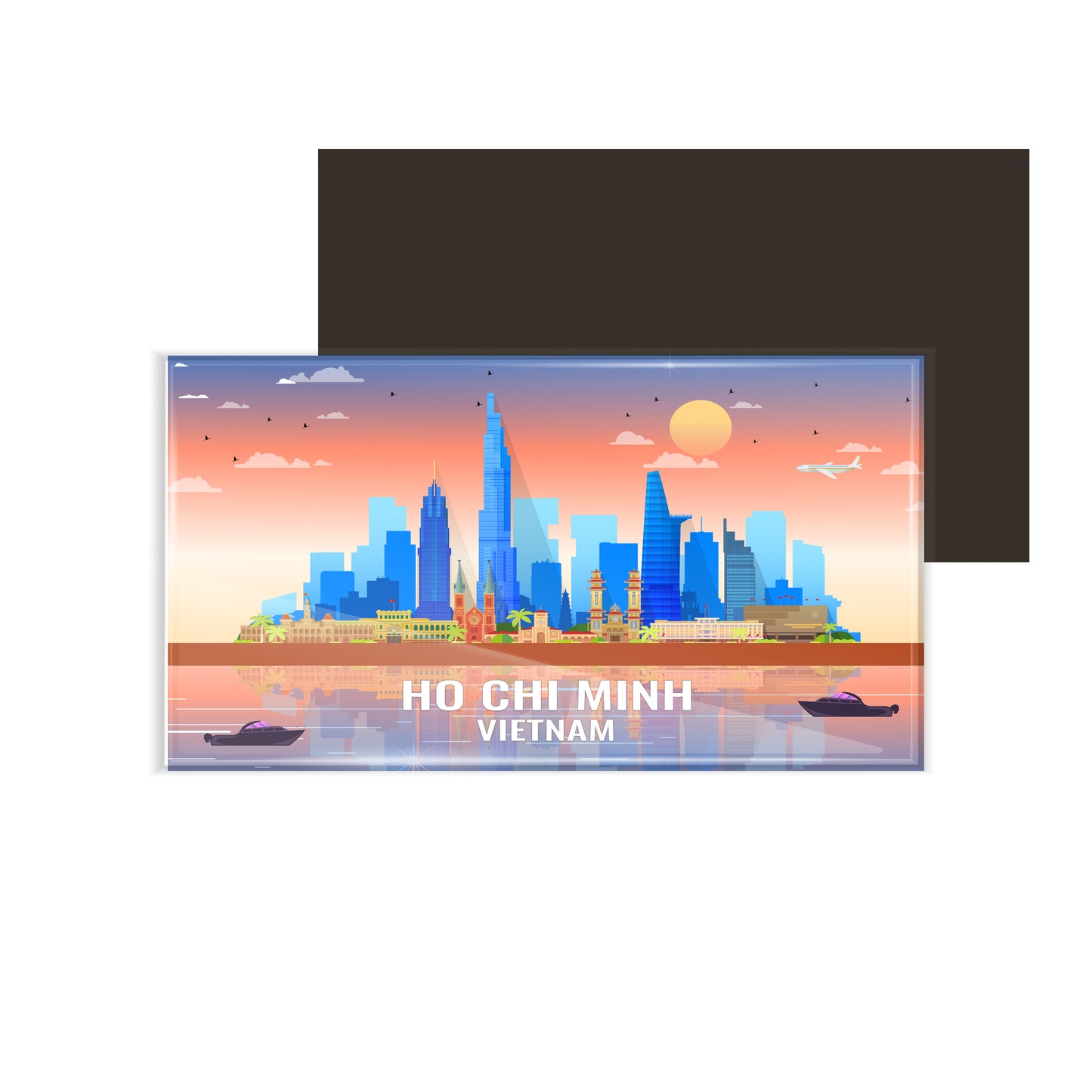 dhcrafts Rectangular Fridge Magnet Multicolor Vietnam Ho Chi Minh Design Pack of 1 (8.6cm x 5.4cm)