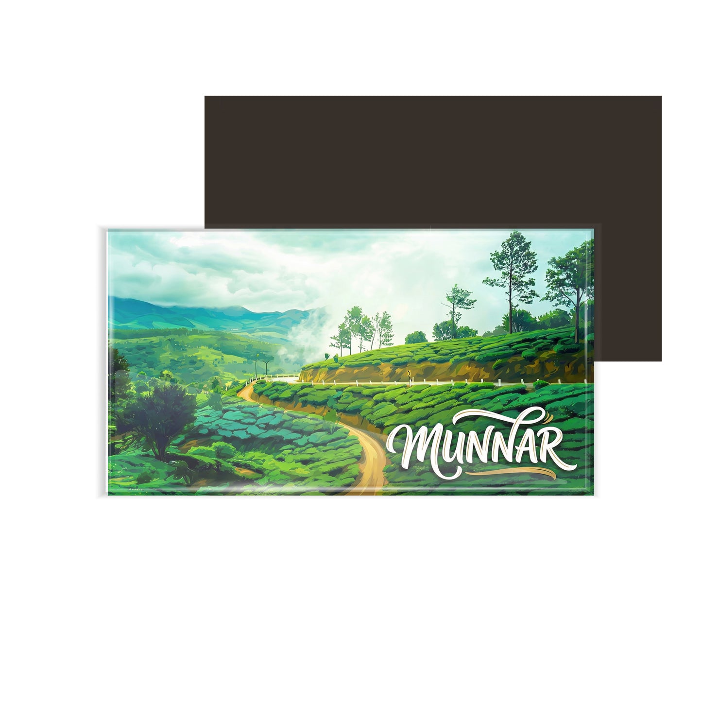 dhcrafts Kerala Munnar D1 Design Rectangular Fridge Magnet Pack of 1 (8.6cm x 5.4cm)