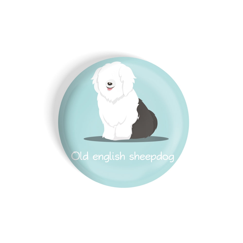 dhcrafts Round Fridge Magnet Blue Color Old English Sheepdog Pet Dog Glossy Finish Design Pack of 1 (75 mm)