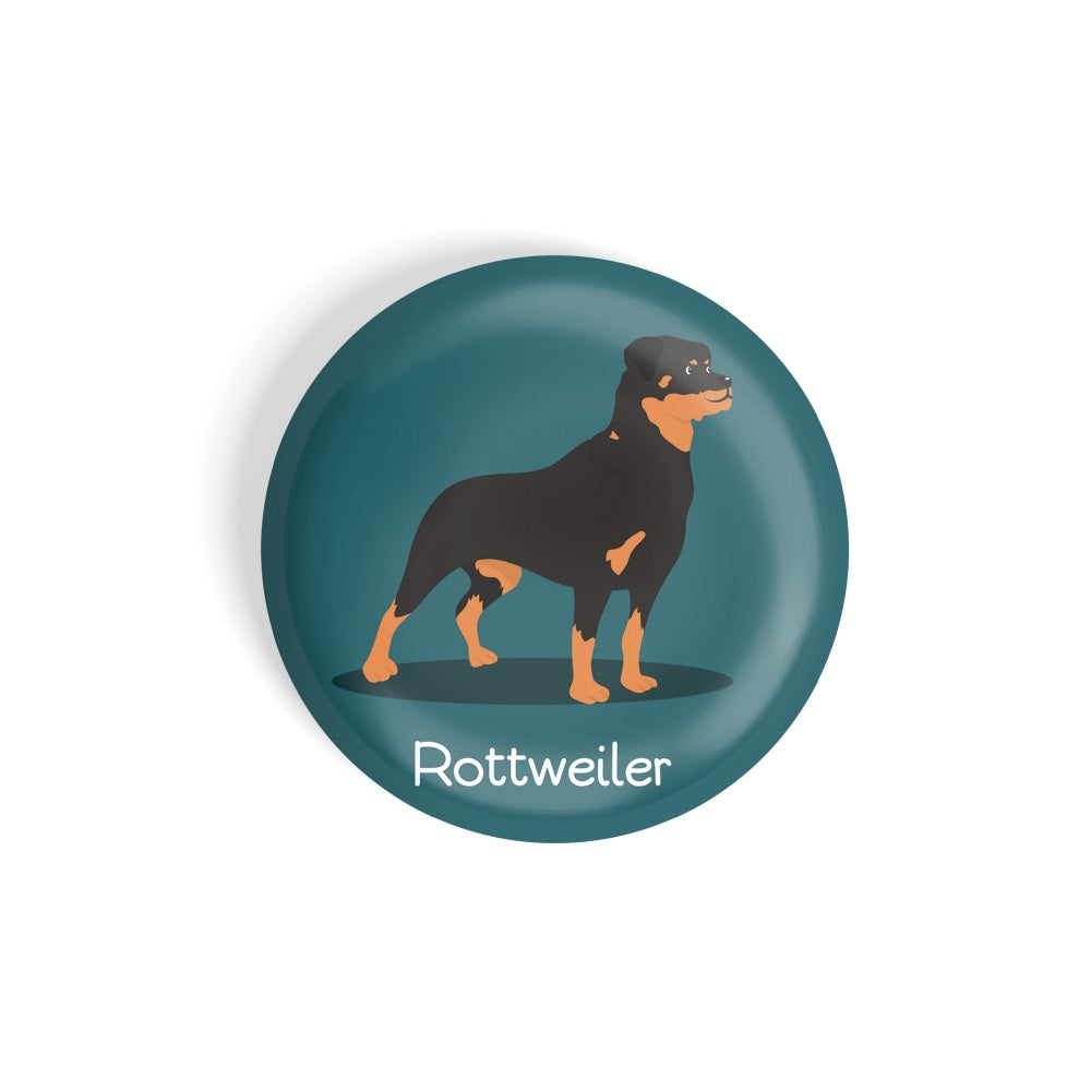 dhcrafts Round Fridge Magnet Green Color Rottweilier Pet Dog Glossy Finish Design Pack of 1 (75 mm)