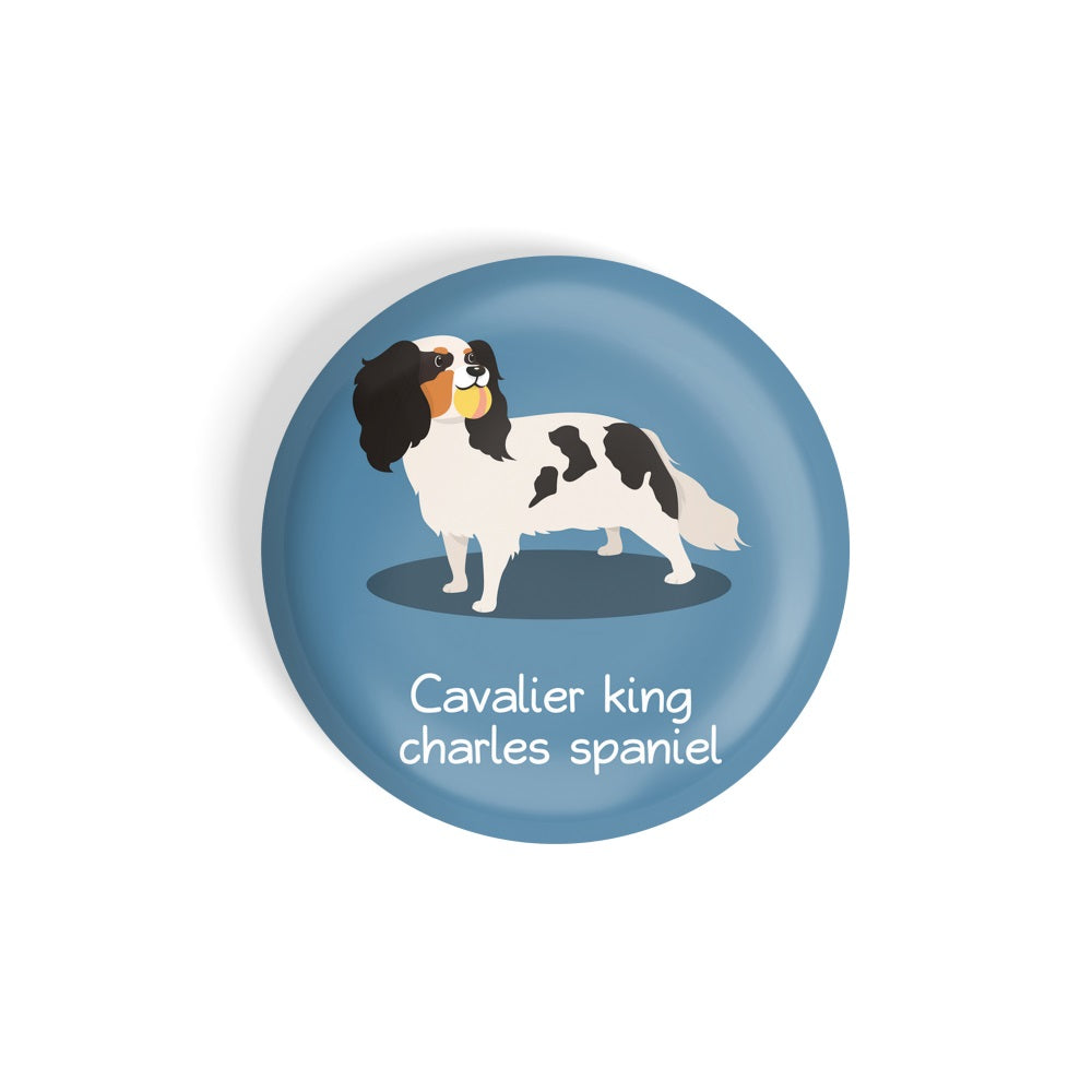 dhcrafts Round Fridge Magnet Blue Color Cavalier King Charles Spaniel Pet Dog Glossy Finish Design Pack of 1 (58 mm)