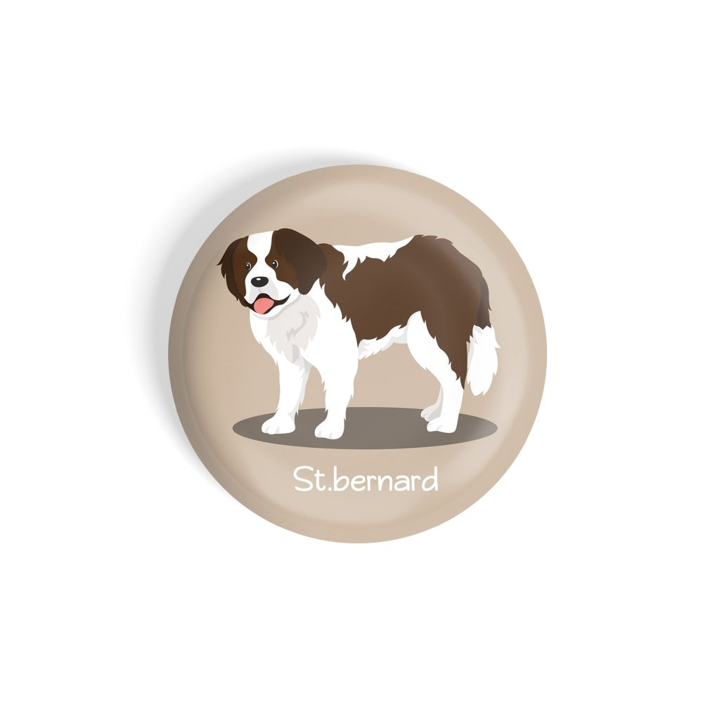 dhcrafts Round Fridge Magnet Brown Color St.bernard Pet Dog Glossy Finish Design Pack of 1 (58 mm)
