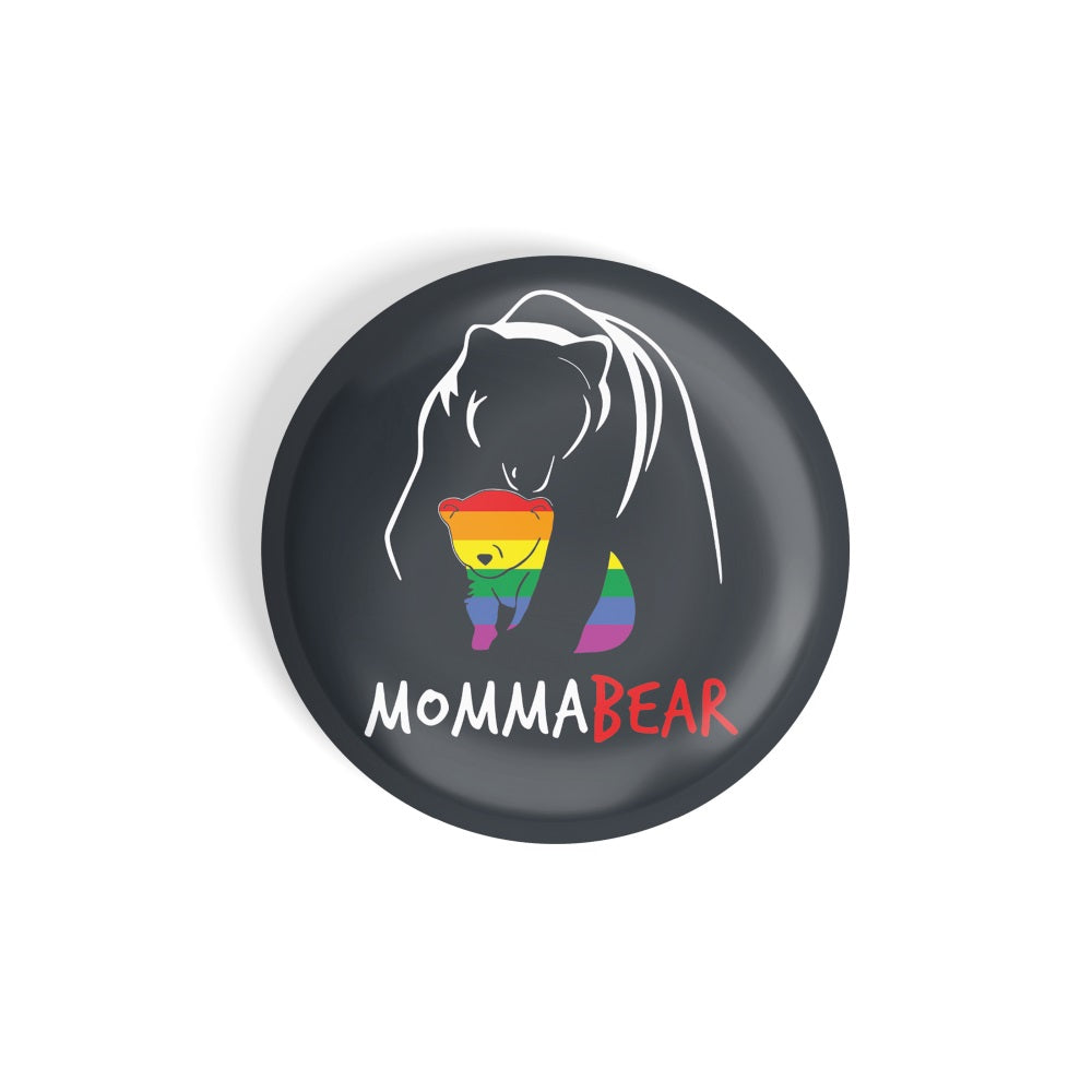 dhcrafts Round Fridge Magnet Black Color LGBTQ Momma Bear D2 Glossy Finish Design Pack of 1 (75 mm)